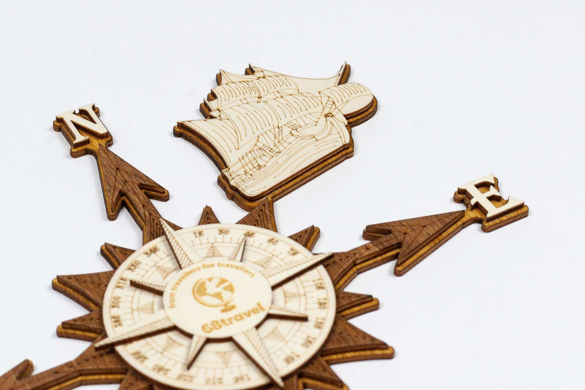 3D Wooden Compass