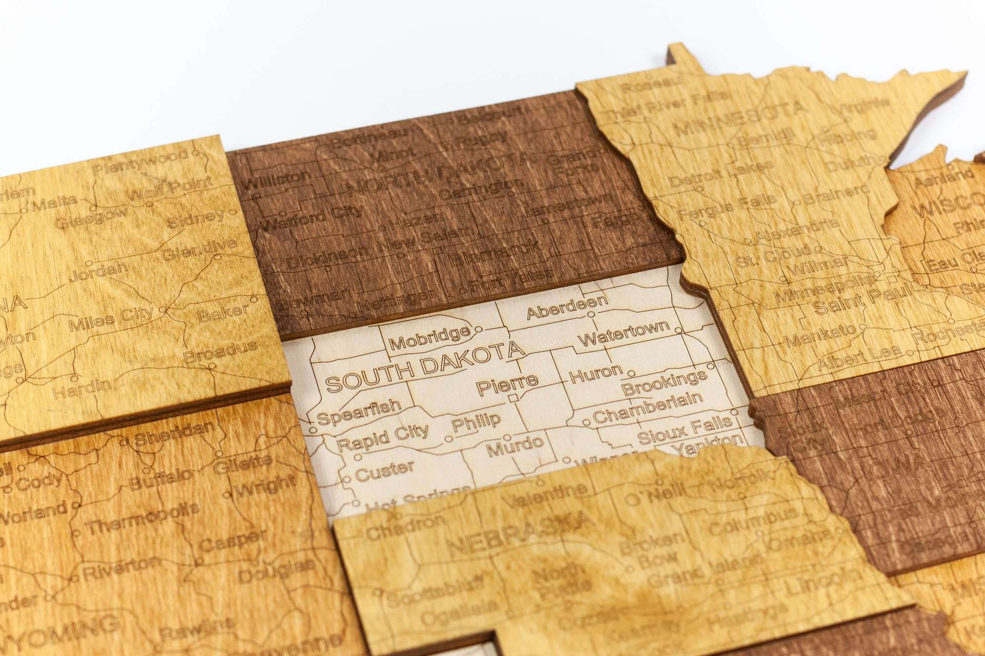 3D дървена карта на САЩ