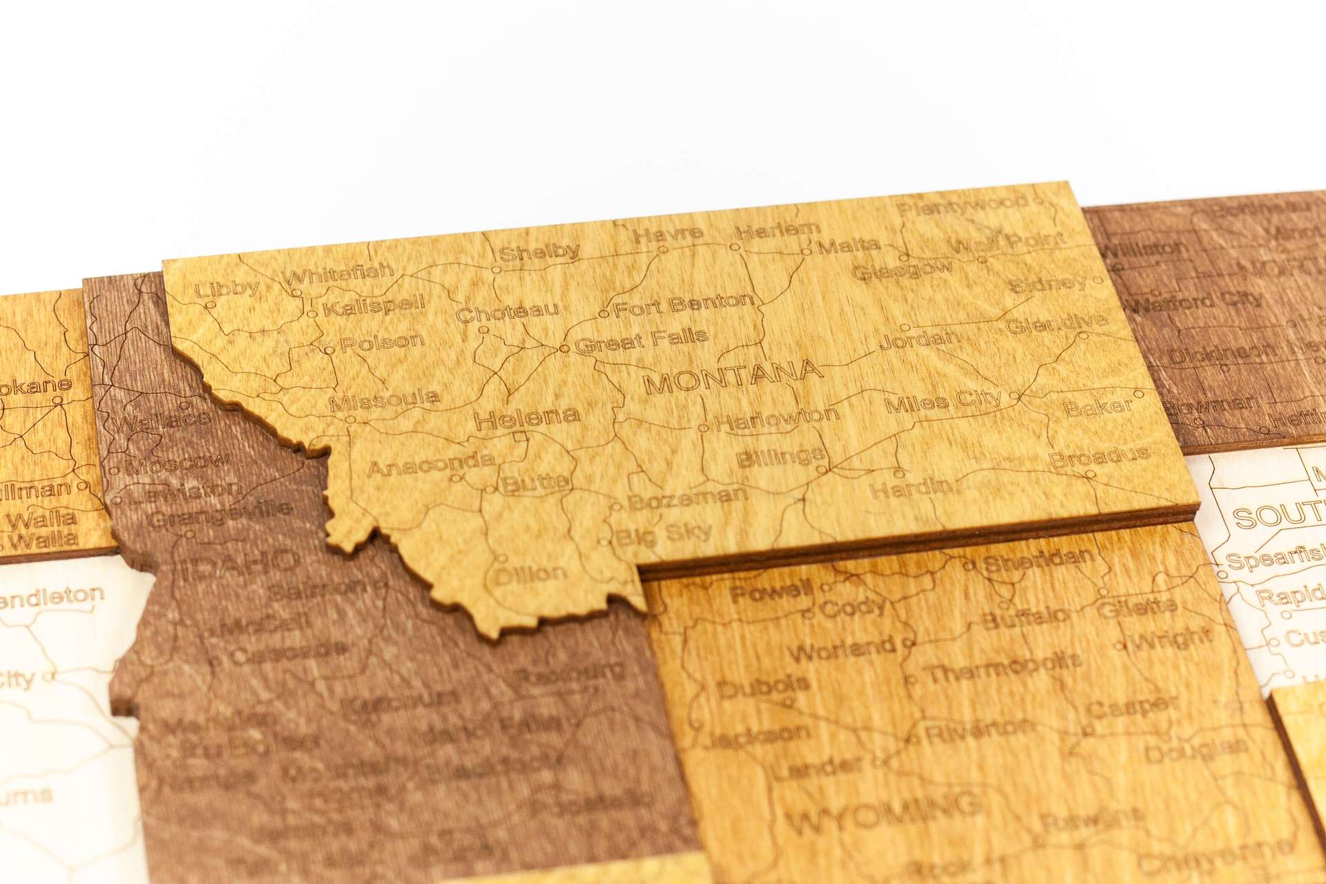 3D дървена карта на САЩ