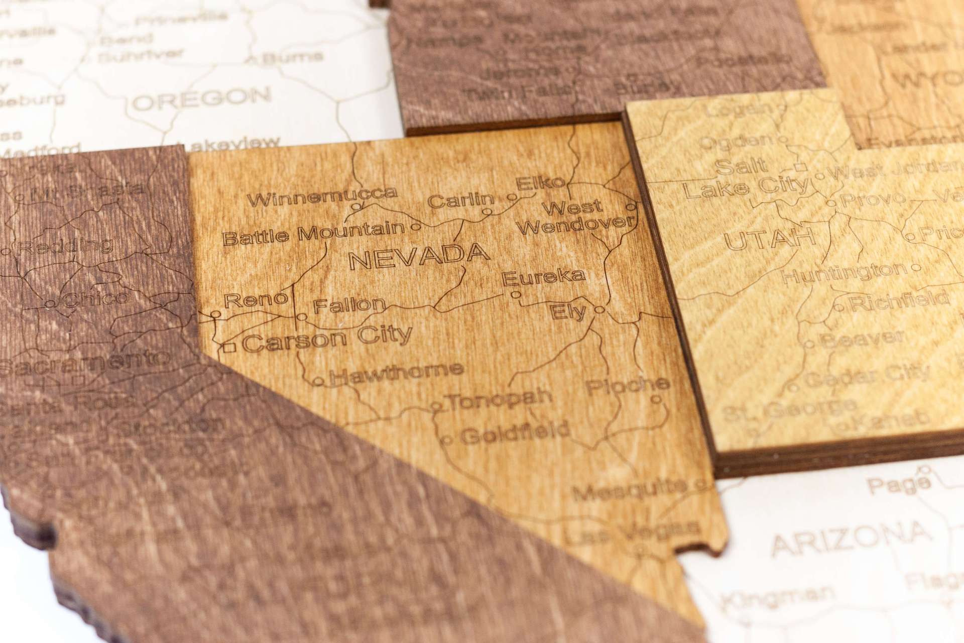 3D дървена карта на САЩ