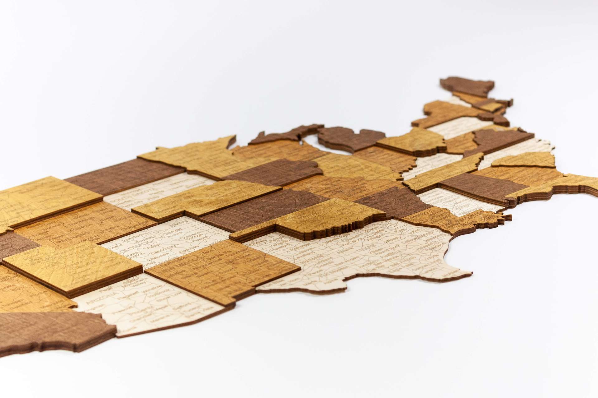 3D USA Wooden Map