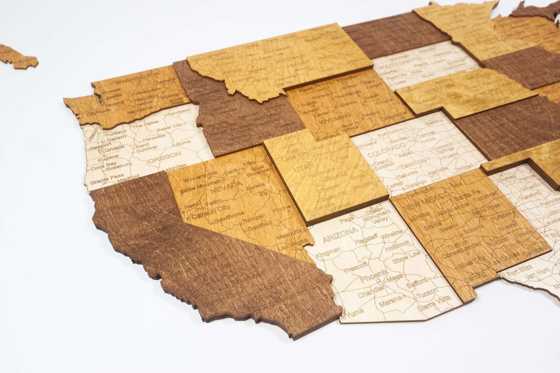 3D дървена карта на САЩ
