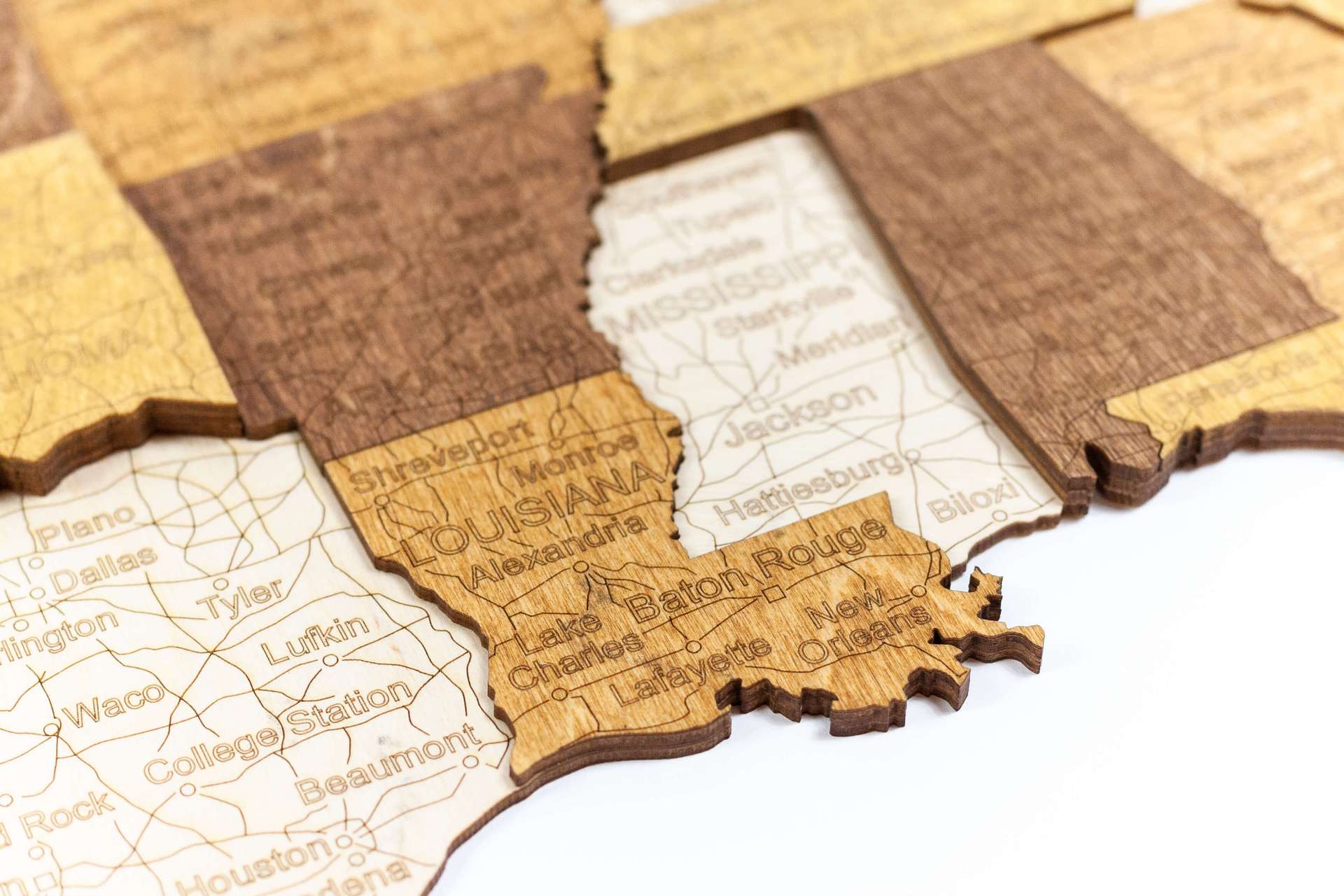 3D USA Wooden Map