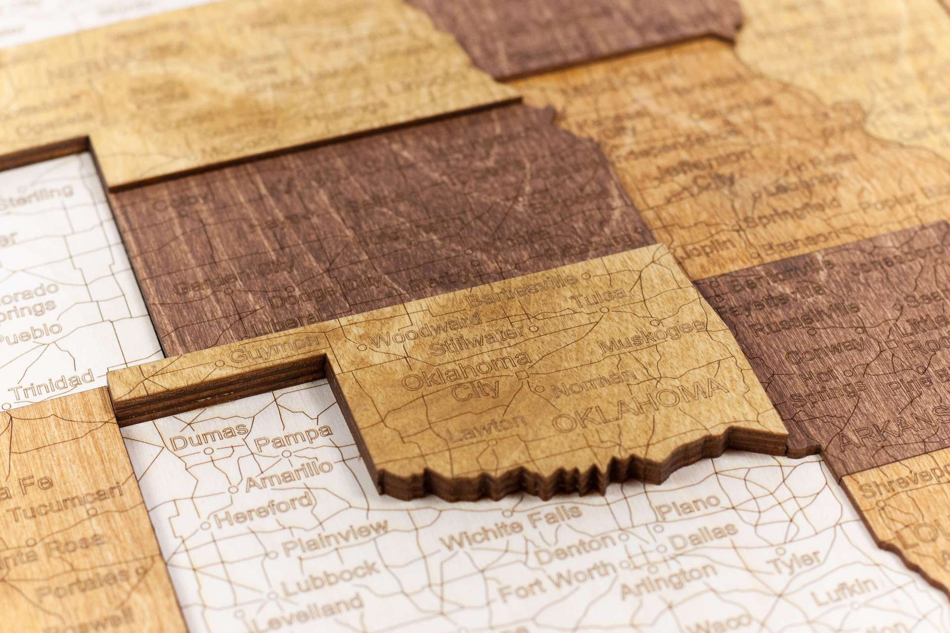 3D USA Wooden Map