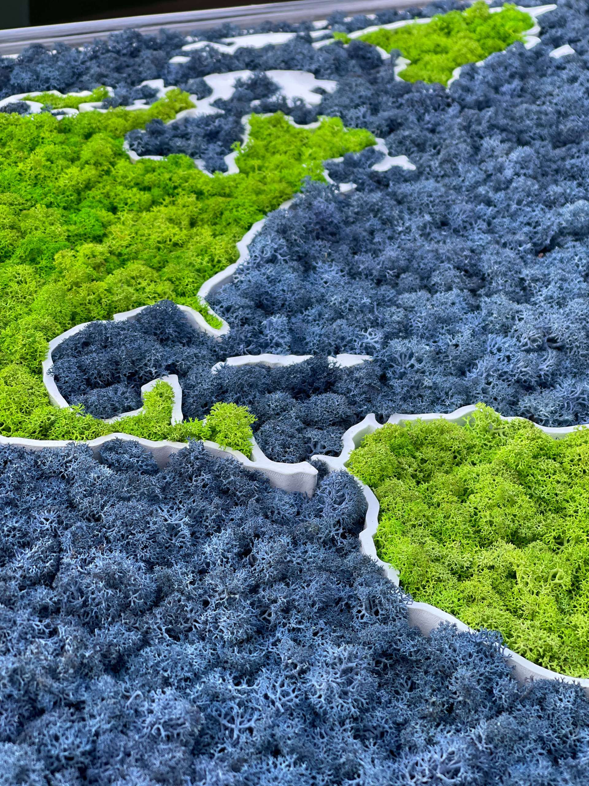 Moss 3D World Map - natural Nordic lichen