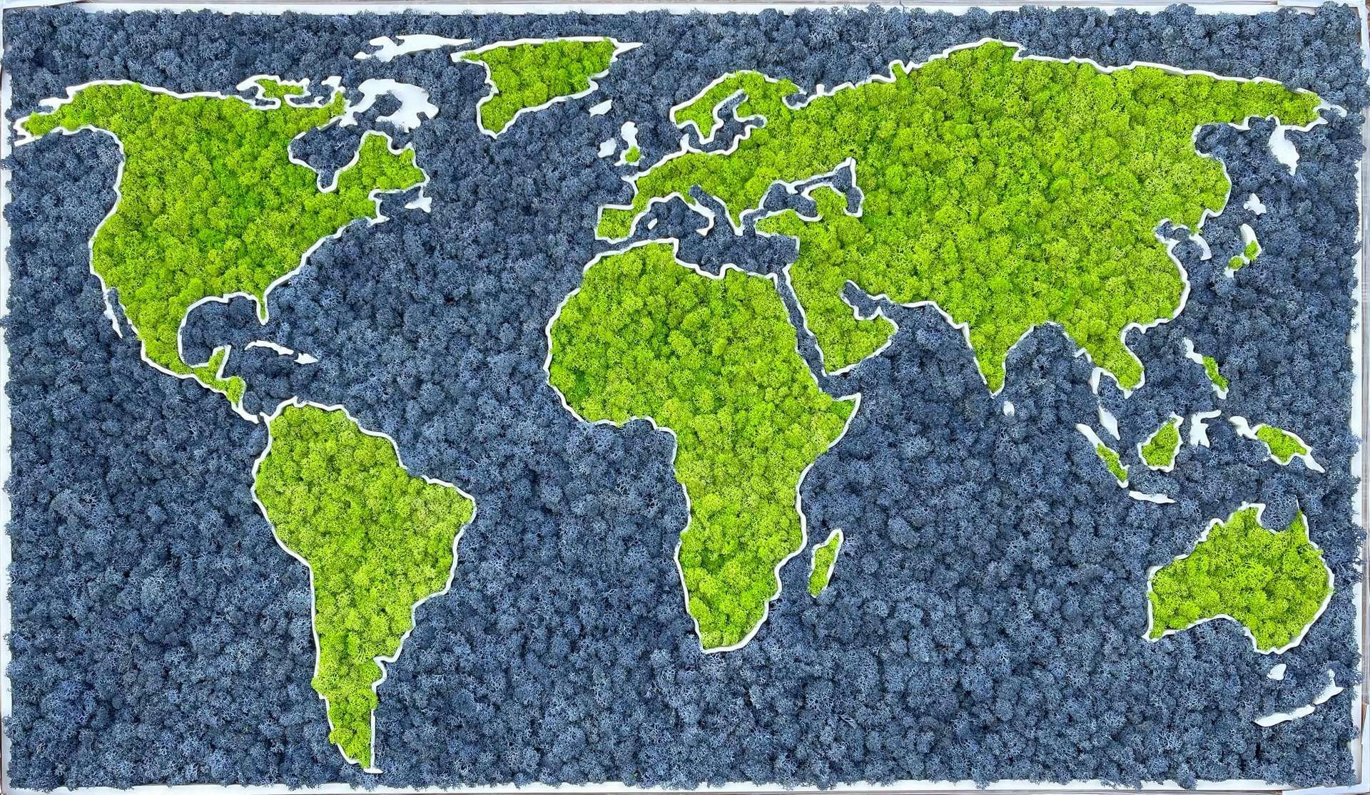 Moss 3D World Map - natural Nordic lichen