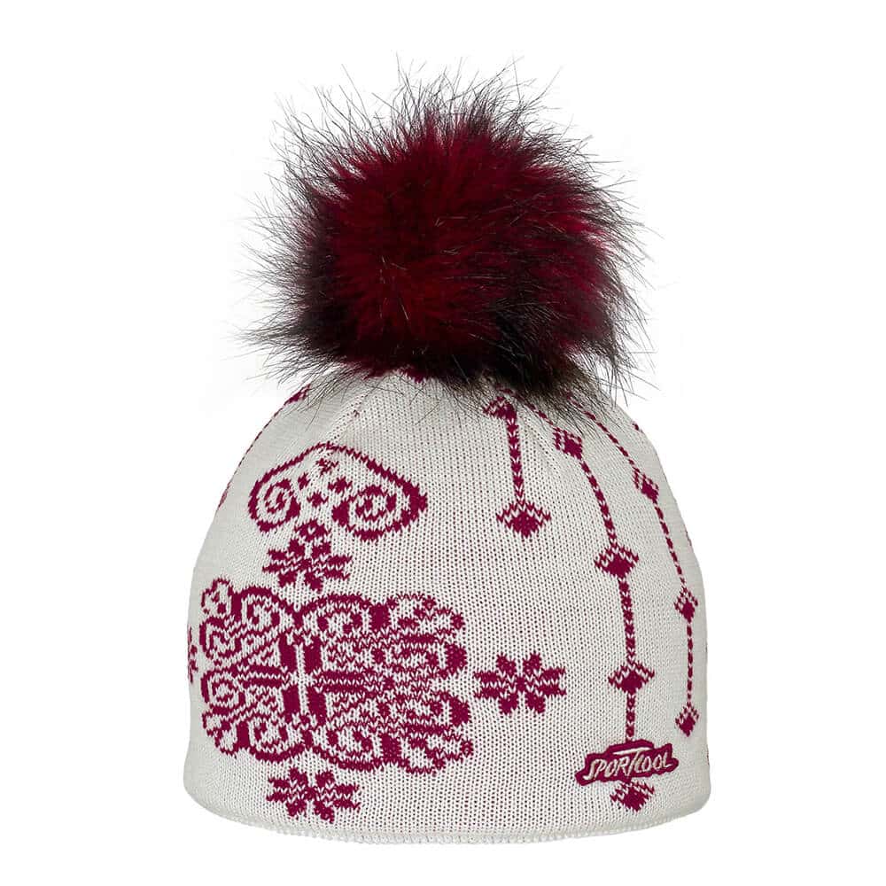 SportCool Women's Beanie with pom pom Folk pattern (284)