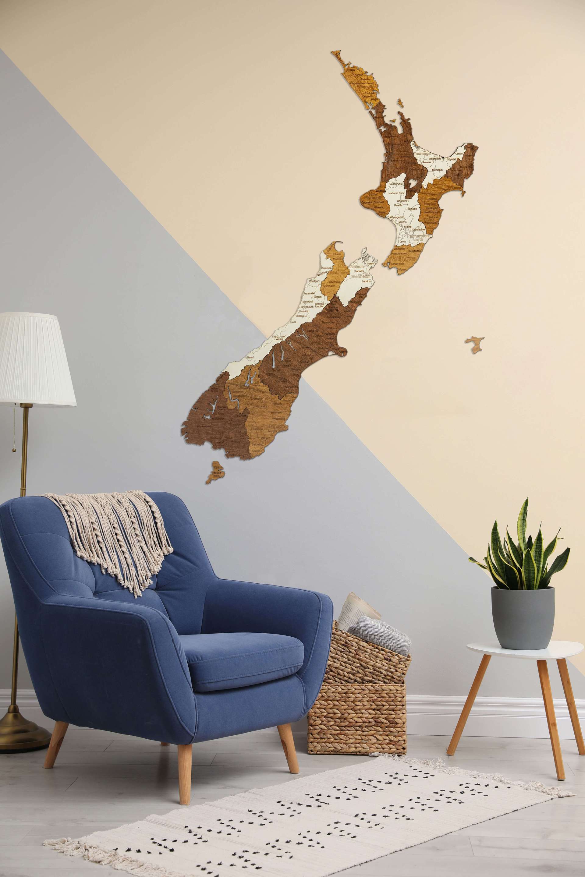 Wooden Map of New Zealand