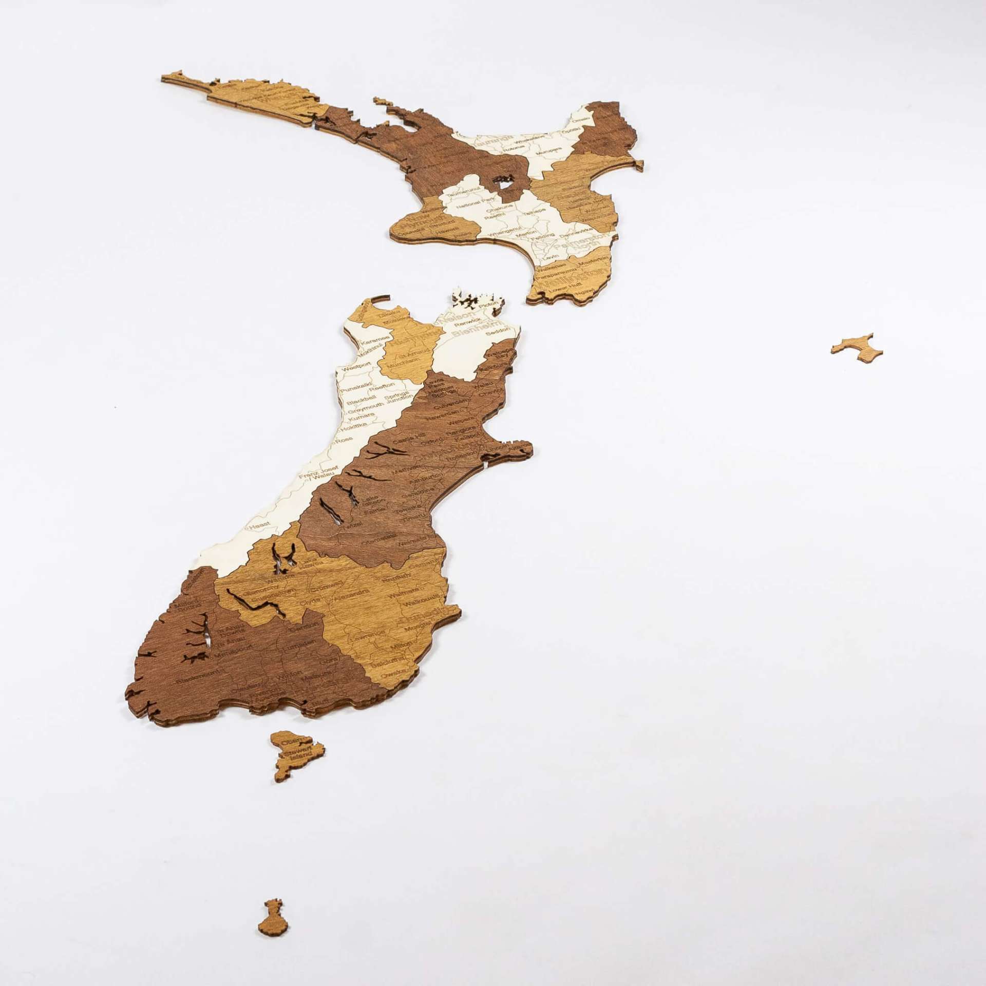 Wooden Map of New Zealand
