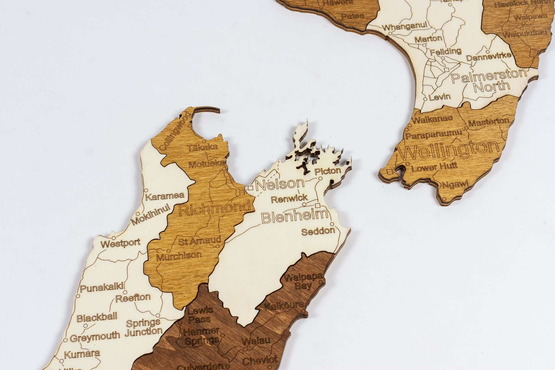 Wooden Map of New Zealand