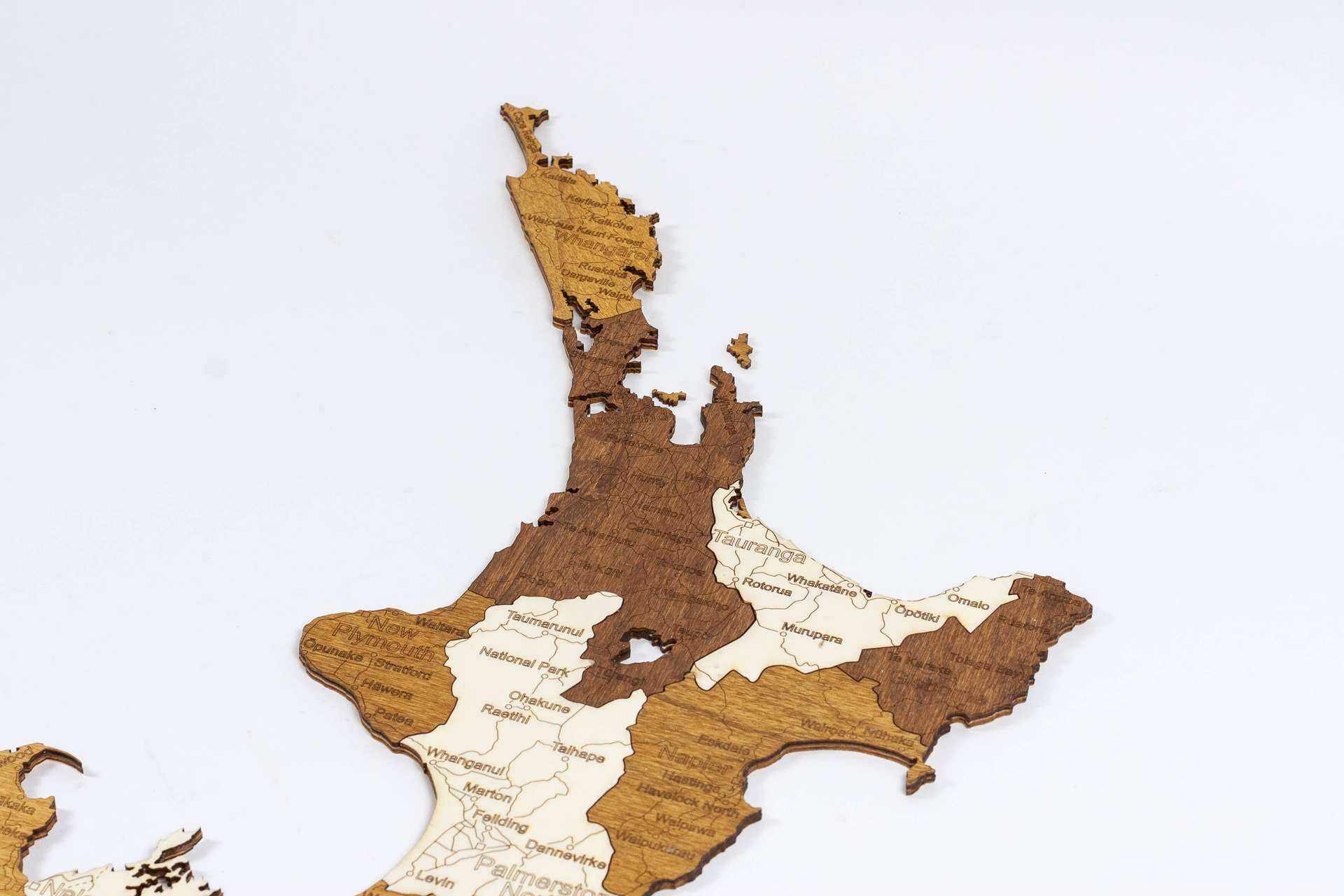 Wooden Map of New Zealand