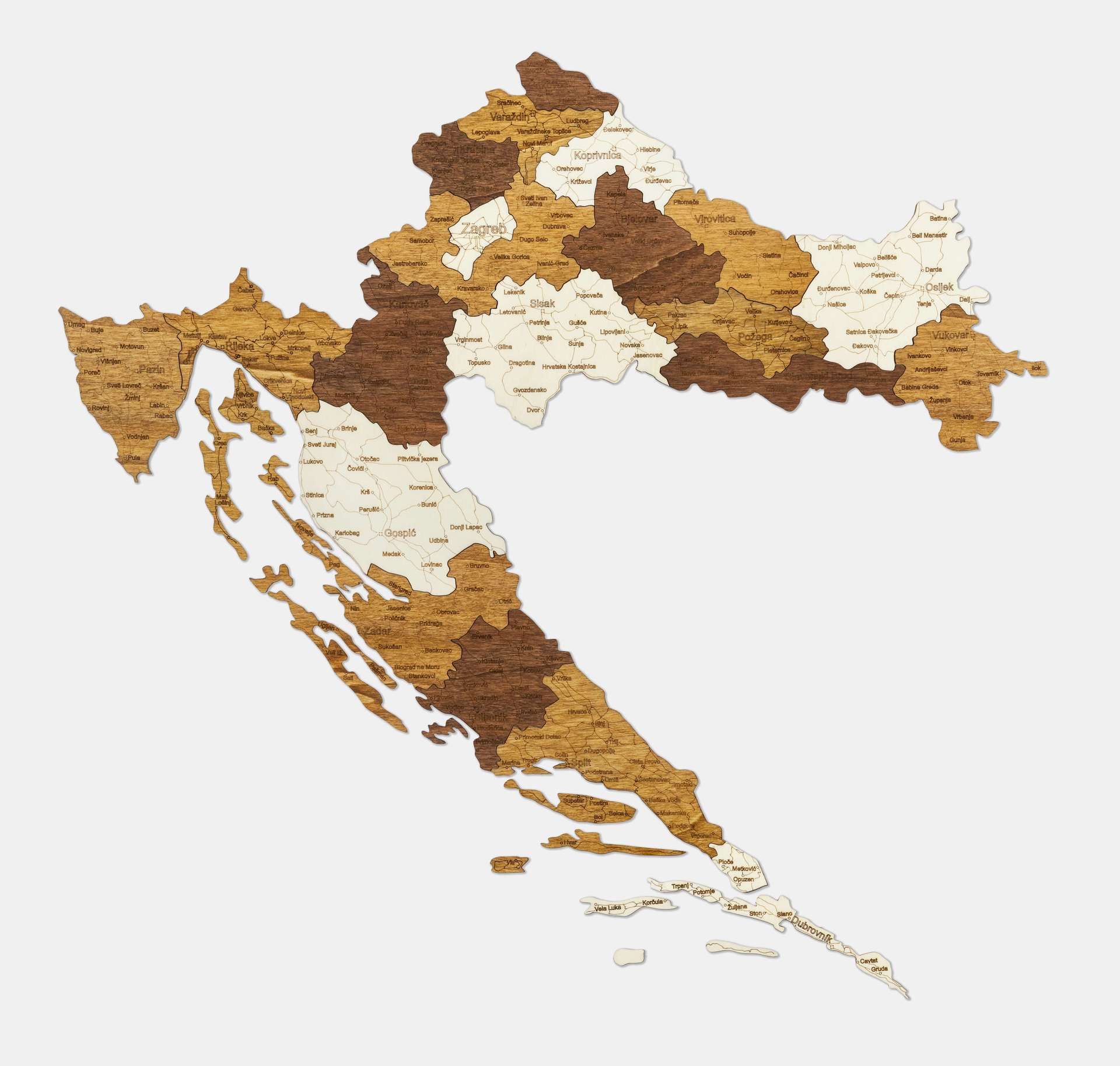 Wooden Map of Croatia