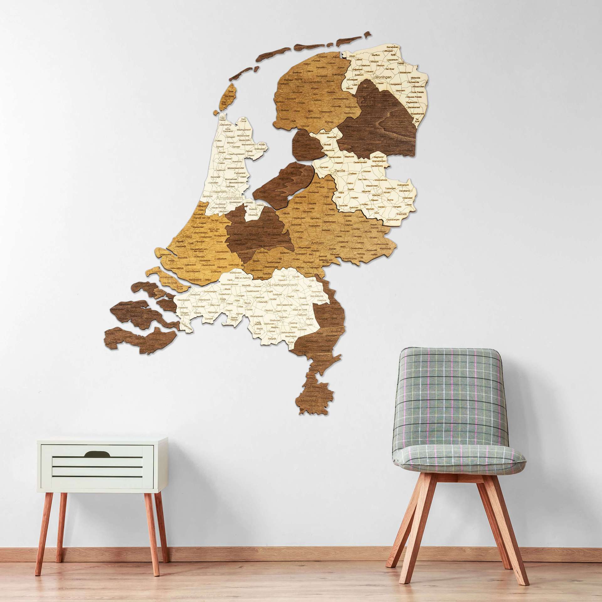 Netherlands Wooden Map