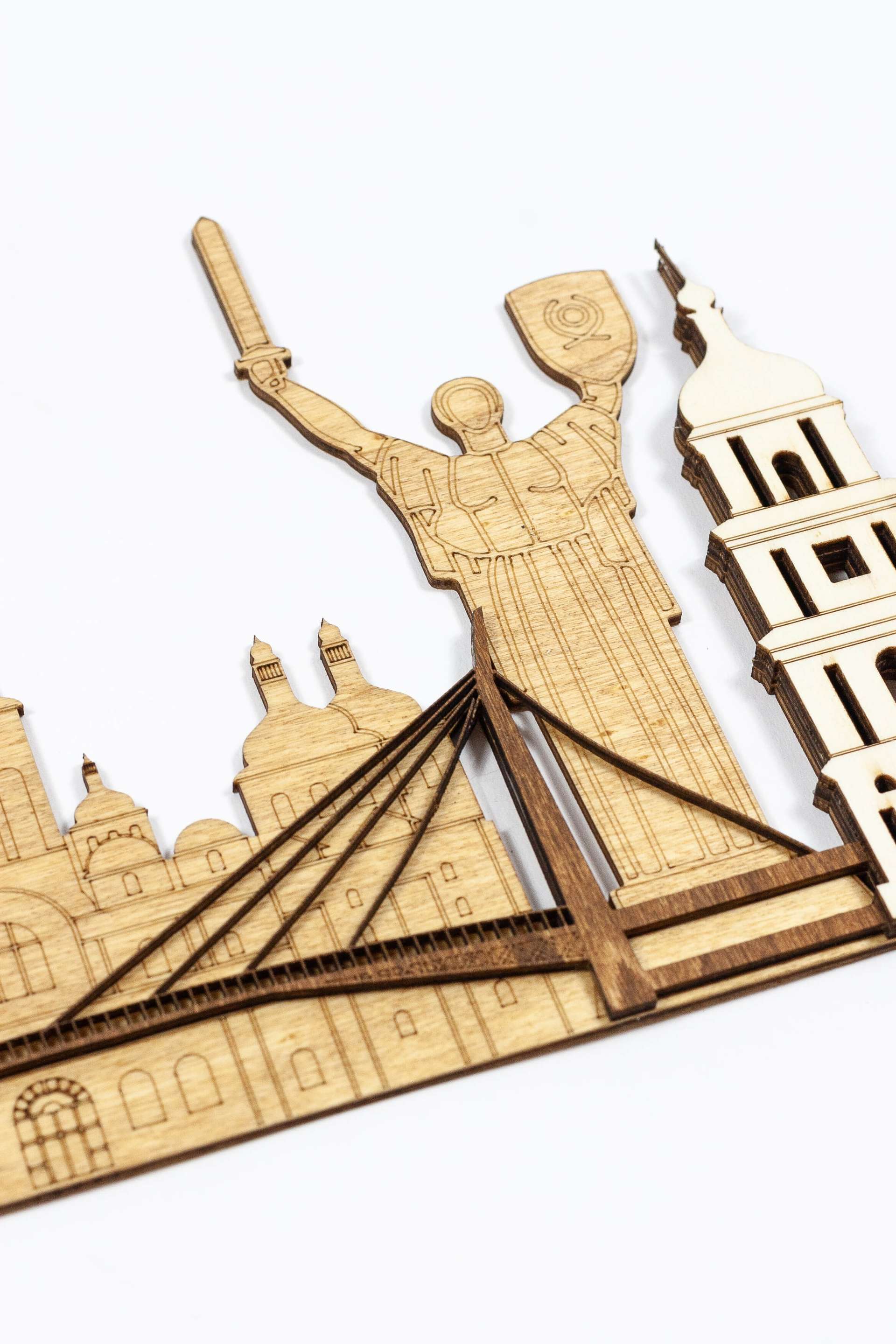 Kyiv Landmarks Wooden Wall Panel