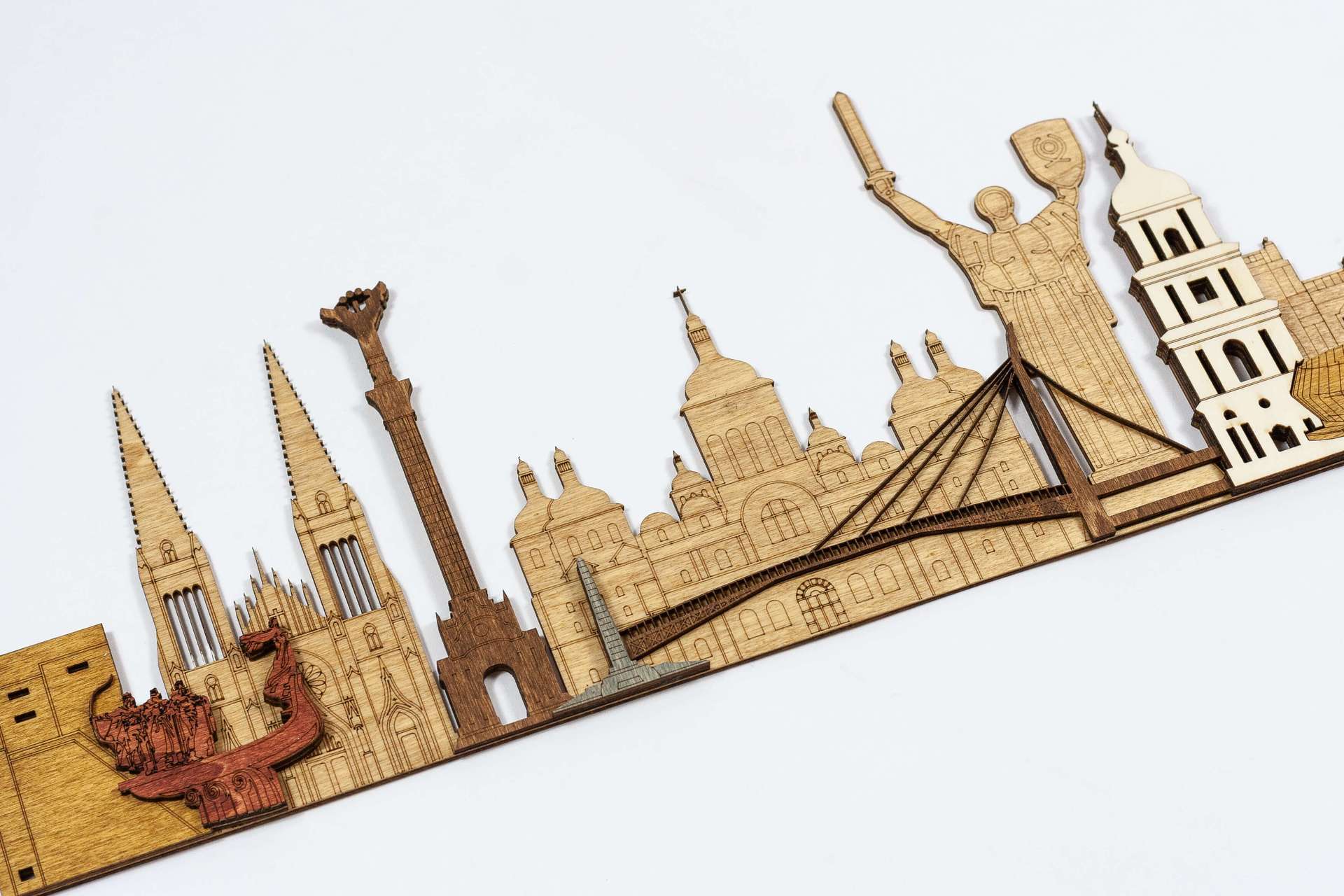 Kyiv Landmarks Wooden Wall Panel