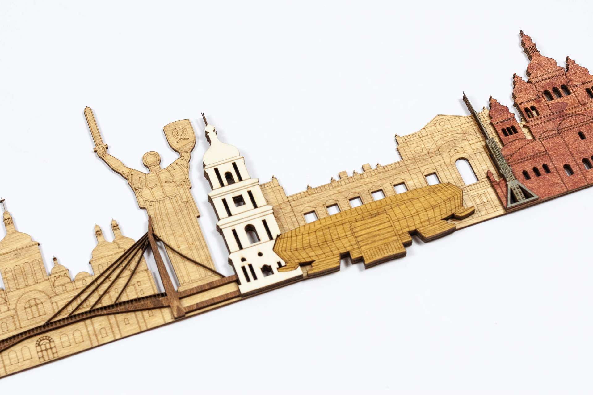 Kyiv Landmarks Wooden Wall Panel
