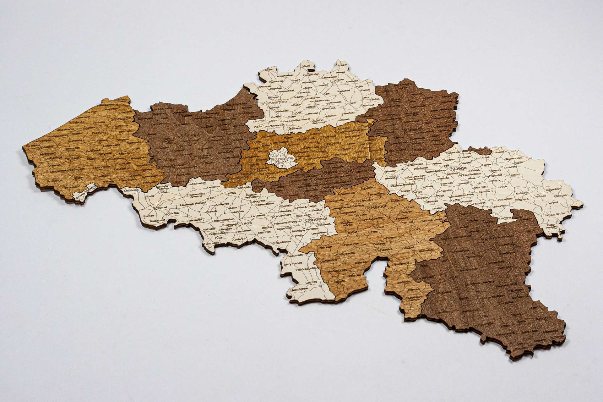 Wooden Map of Belgium