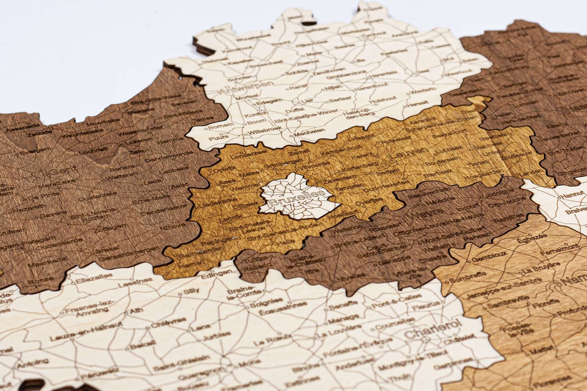 Wooden Map of Belgium