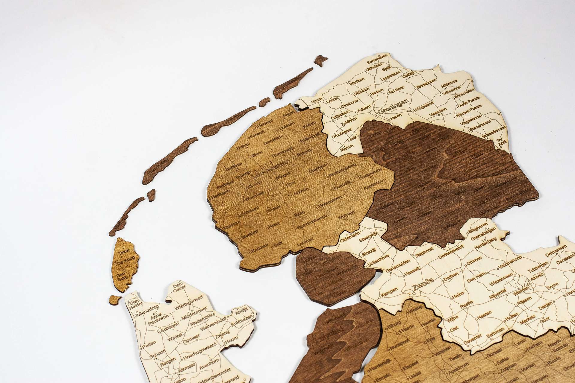 Netherlands Wooden Map