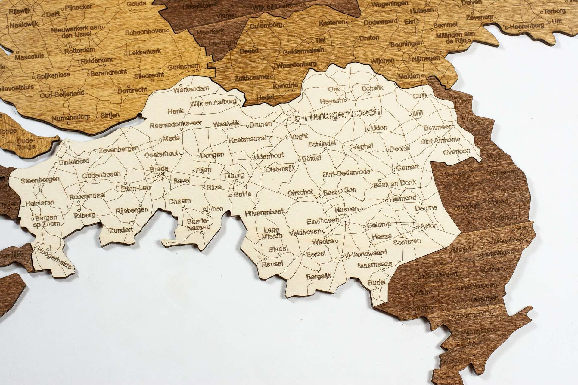 Netherlands Wooden Map