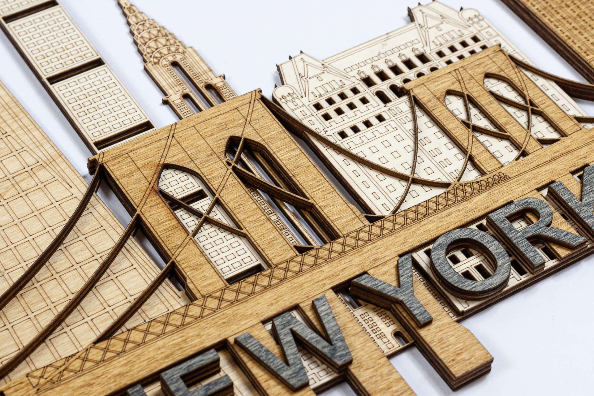 New York City Landmarks Wooden Wall Panel