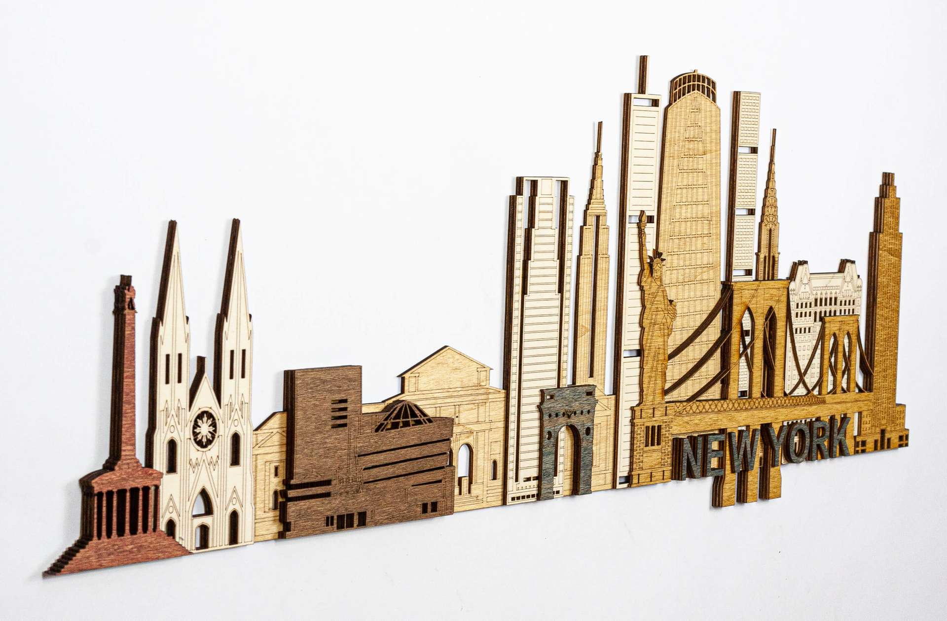 New York City Landmarks Wooden Wall Panel