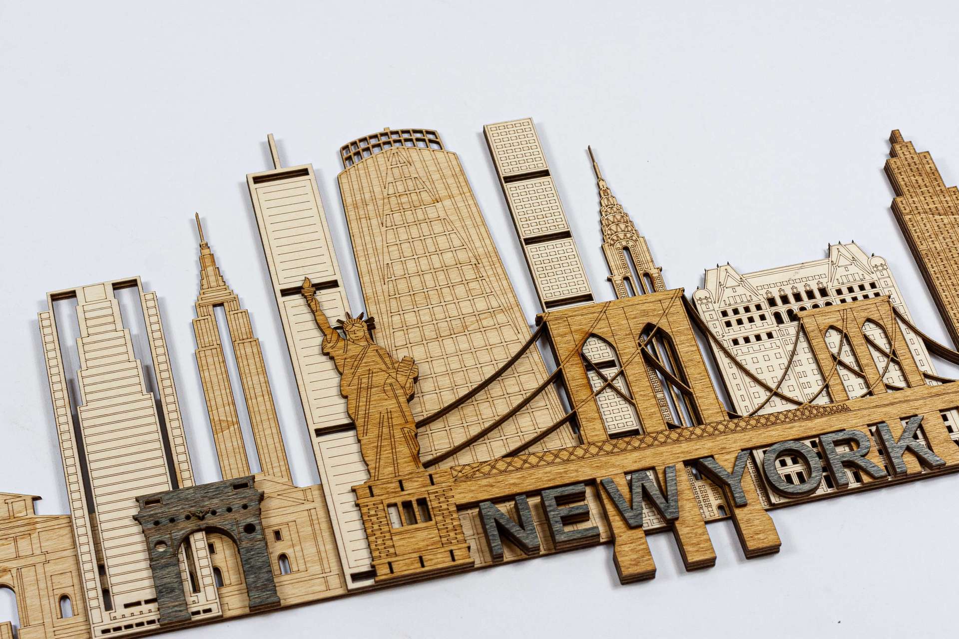 New York City Landmarks Wooden Wall Panel