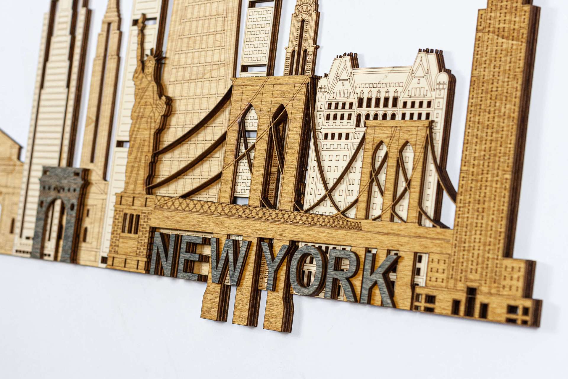 New York City Landmarks Wooden Wall Panel