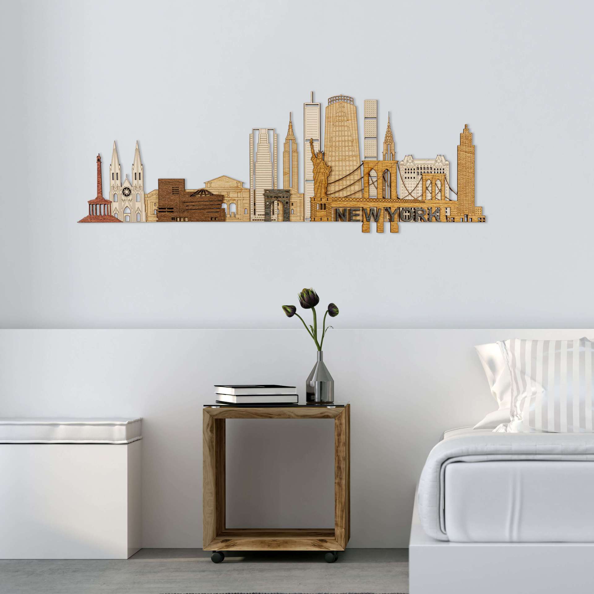 New York City Landmarks Wooden Wall Panel