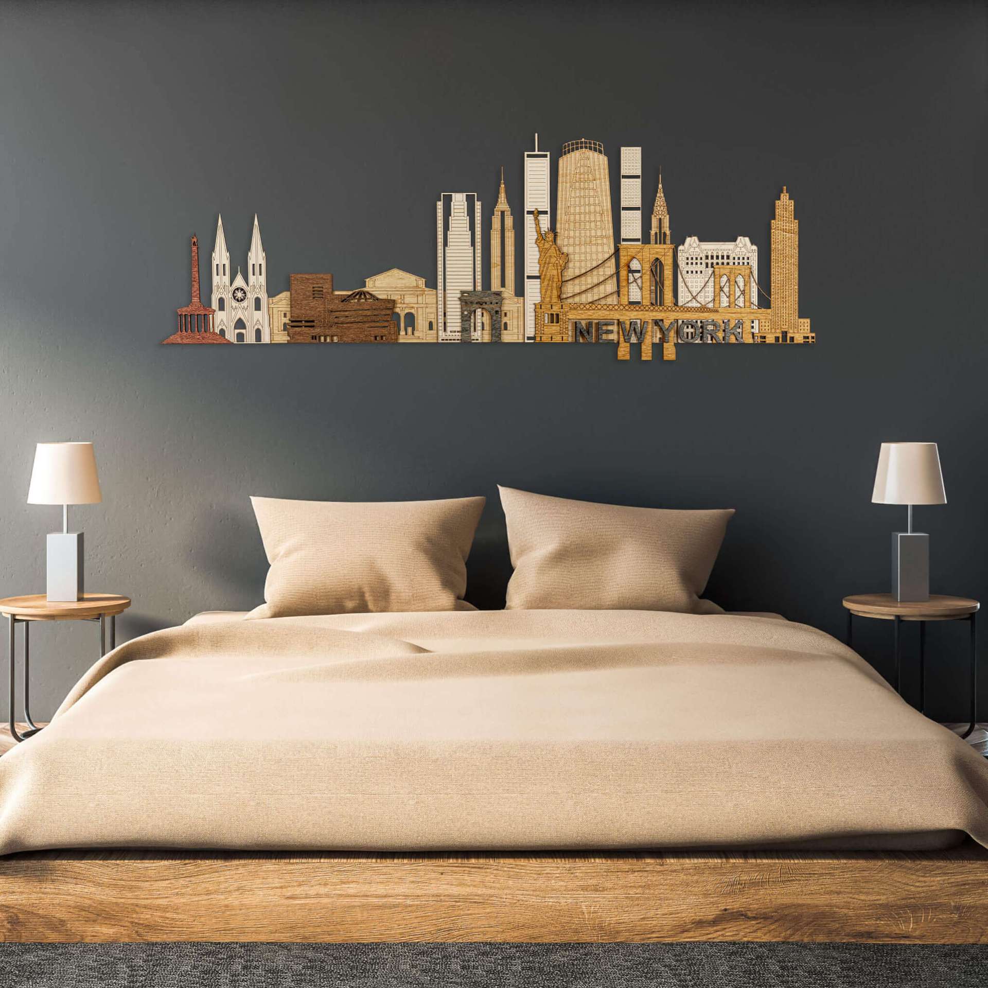 New York City Landmarks Wooden Wall Panel