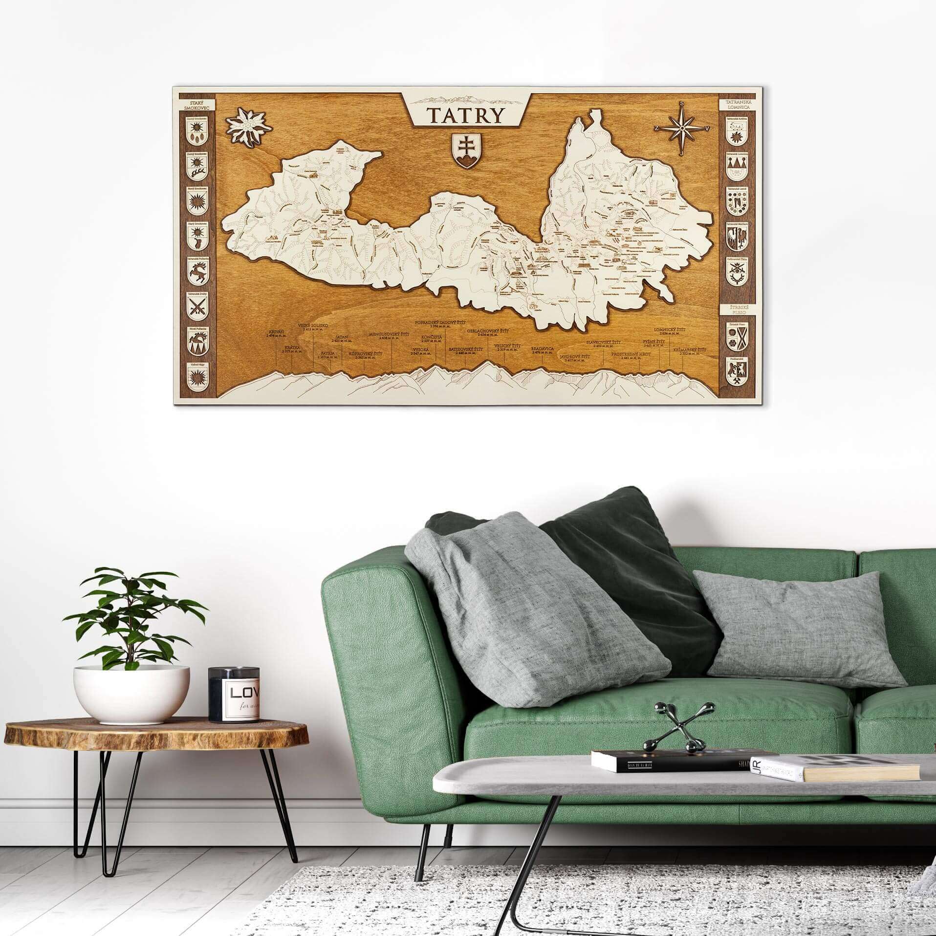 Tatra Mountains Framed Wooden Map