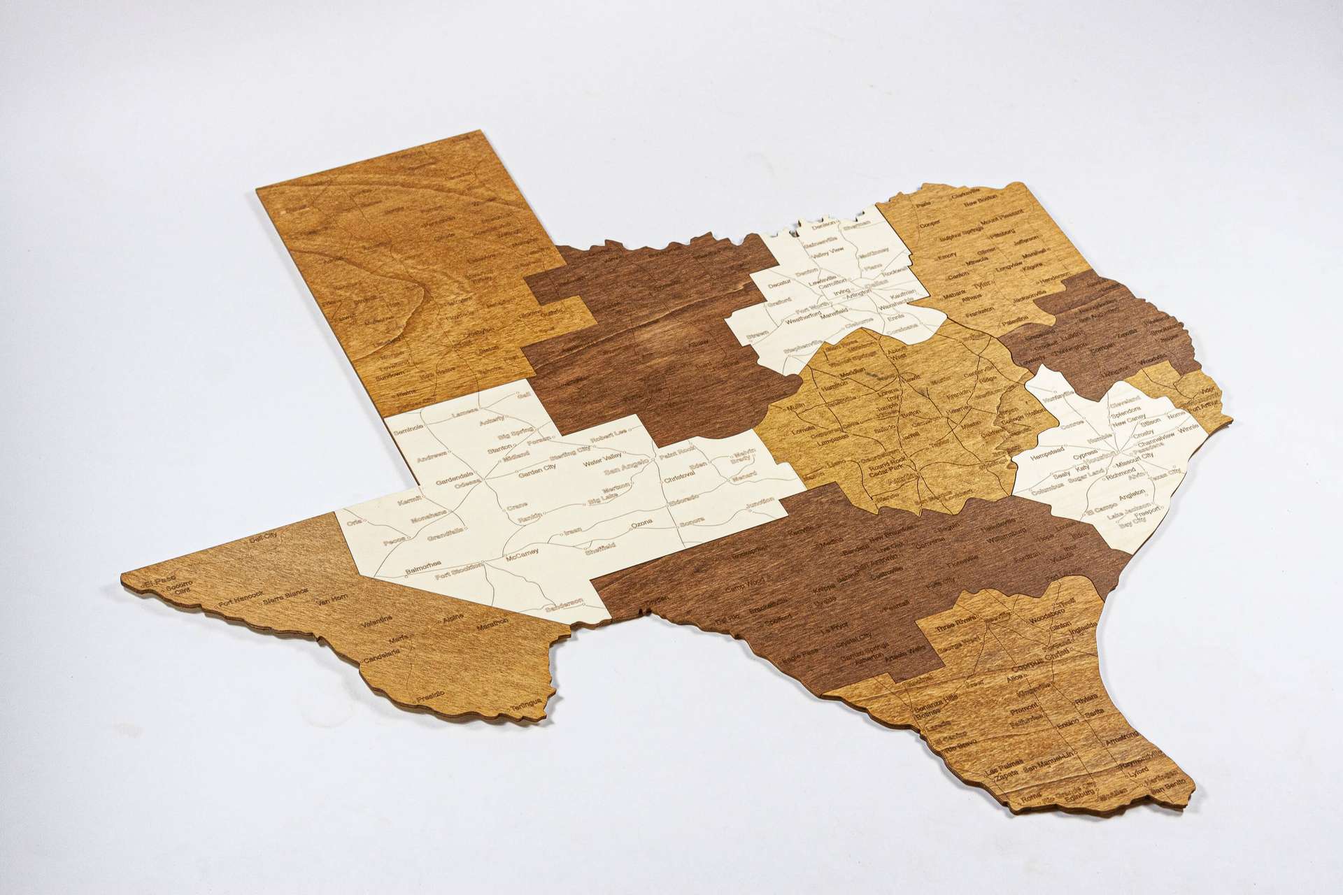 Texas Wooden Map