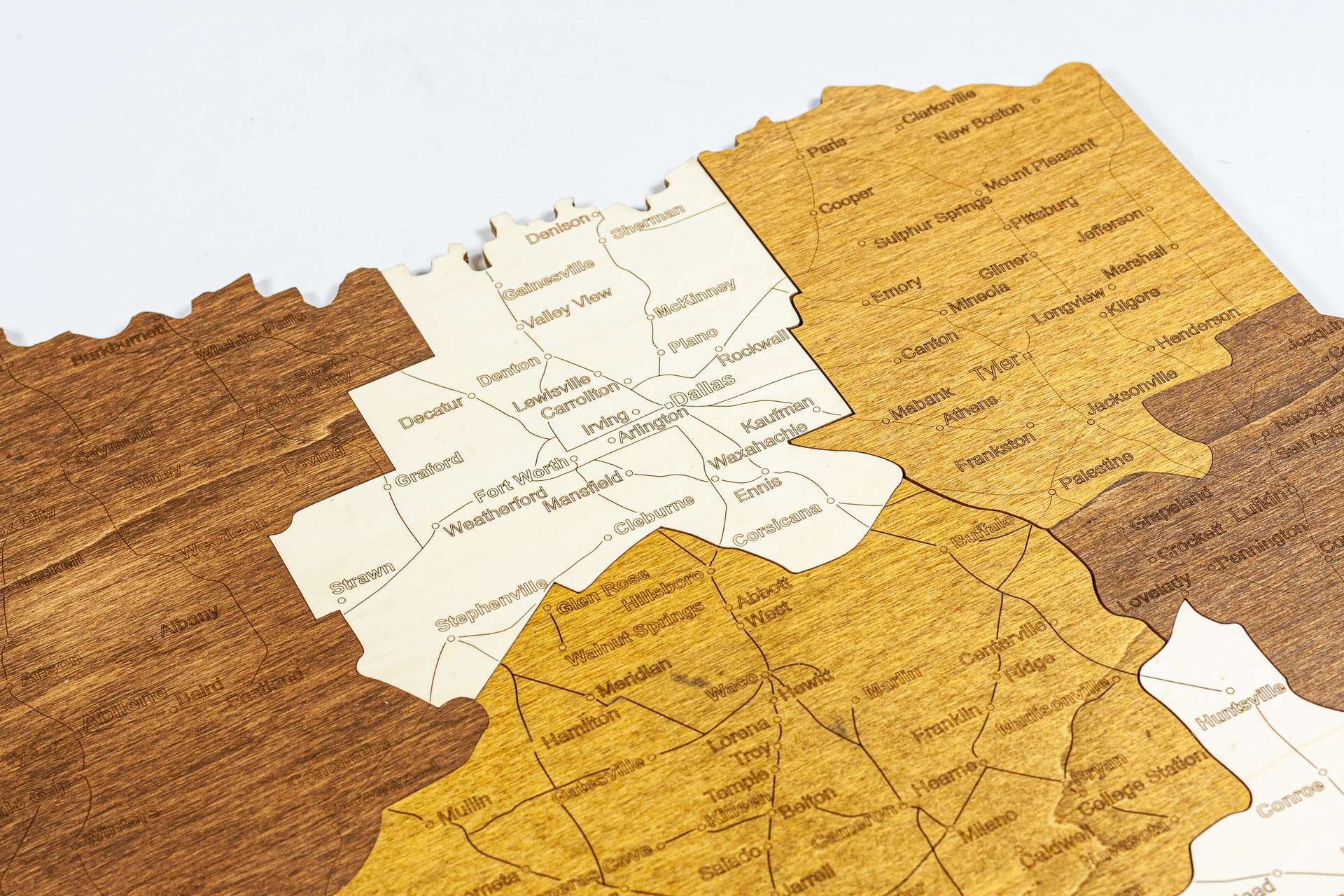 Texas Wooden Map