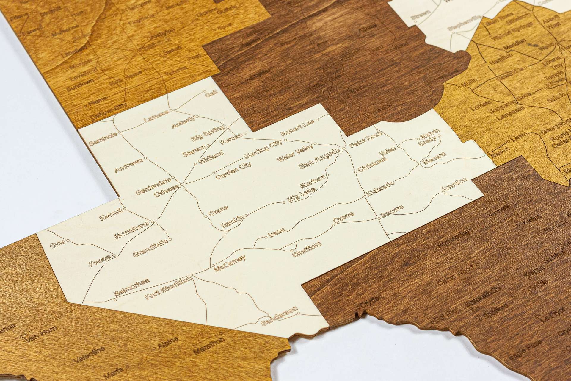 Texas Wooden Map