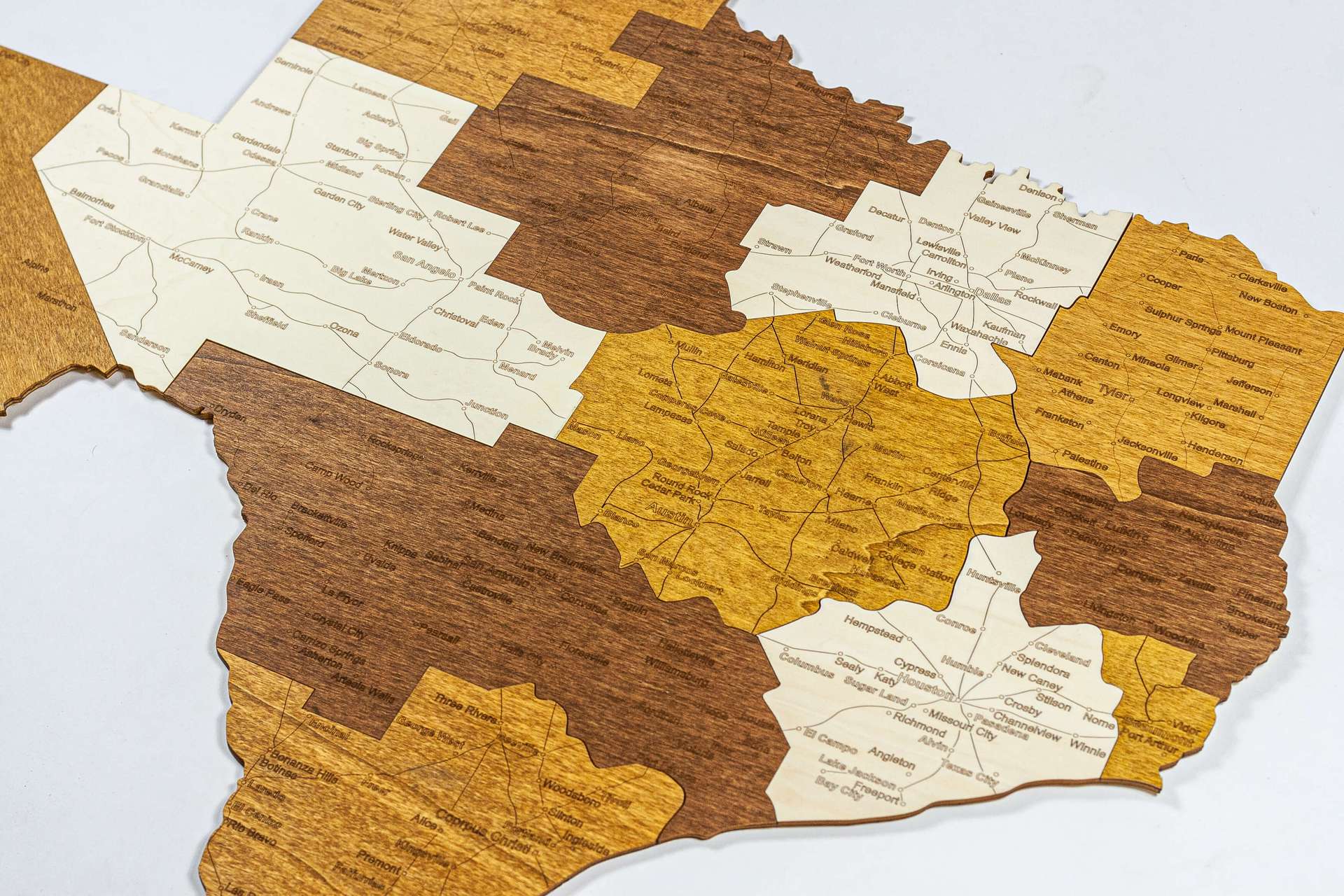 Texas Wooden Map