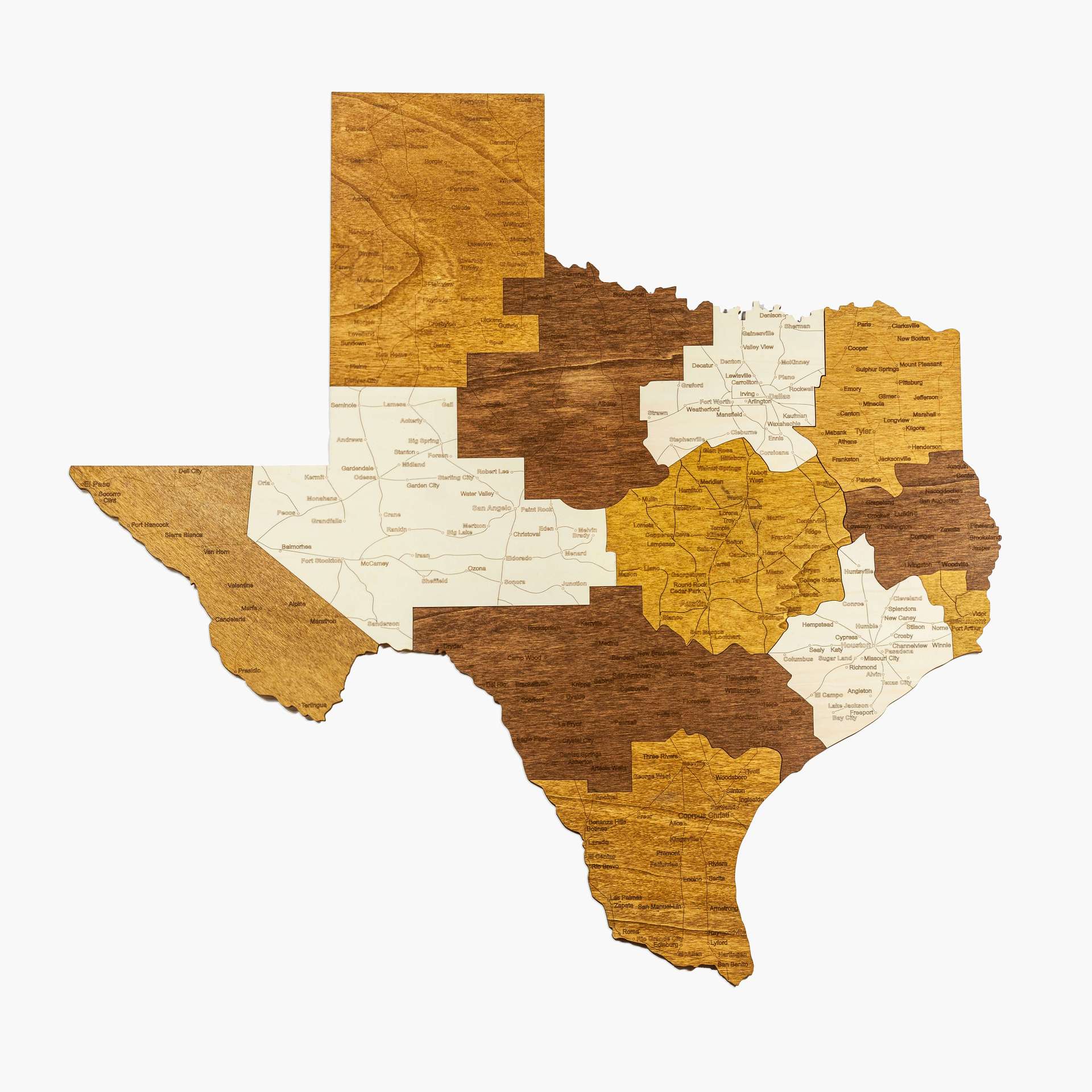 Texas Wooden Map
