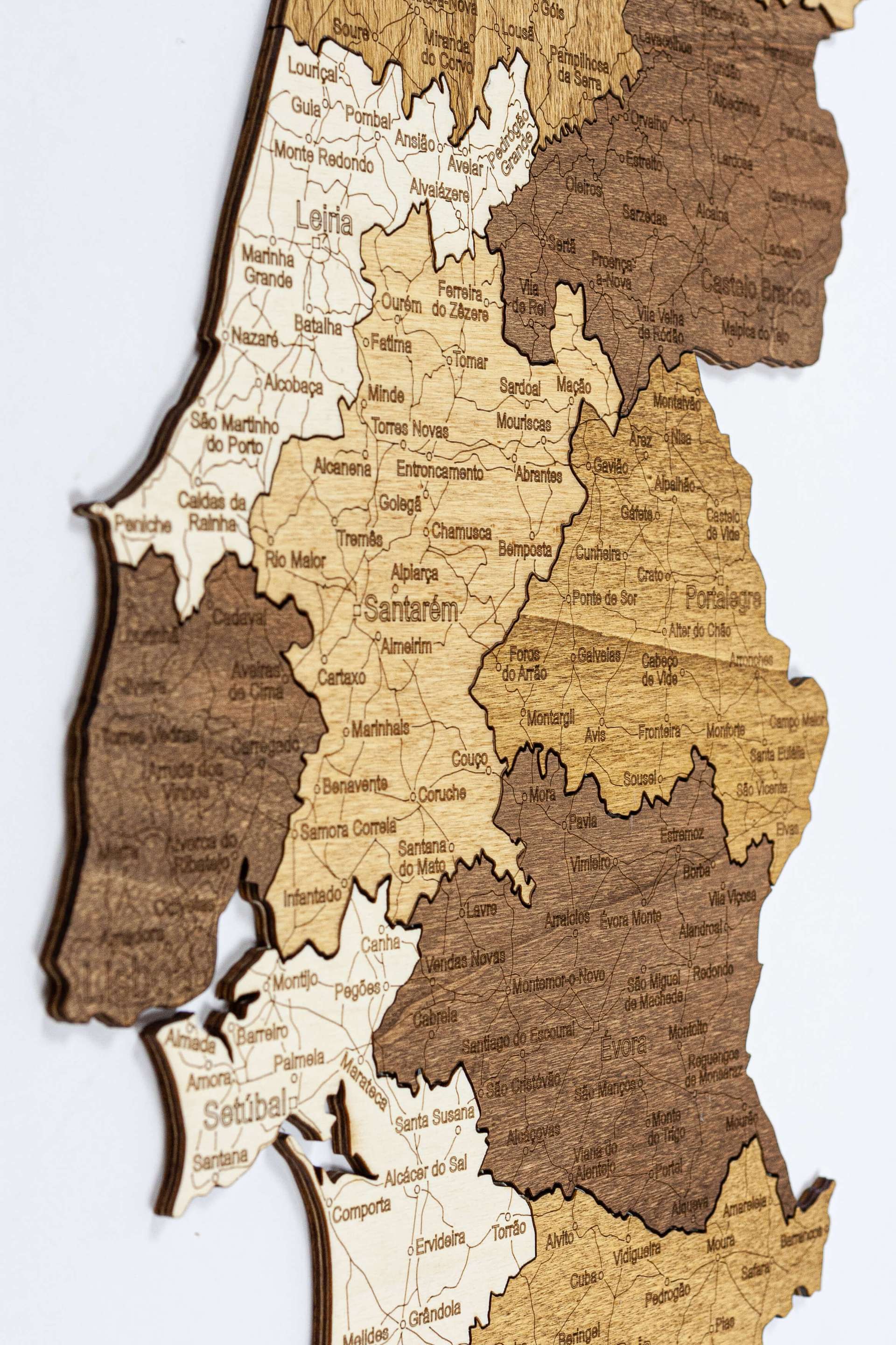 Portugal Wooden Map