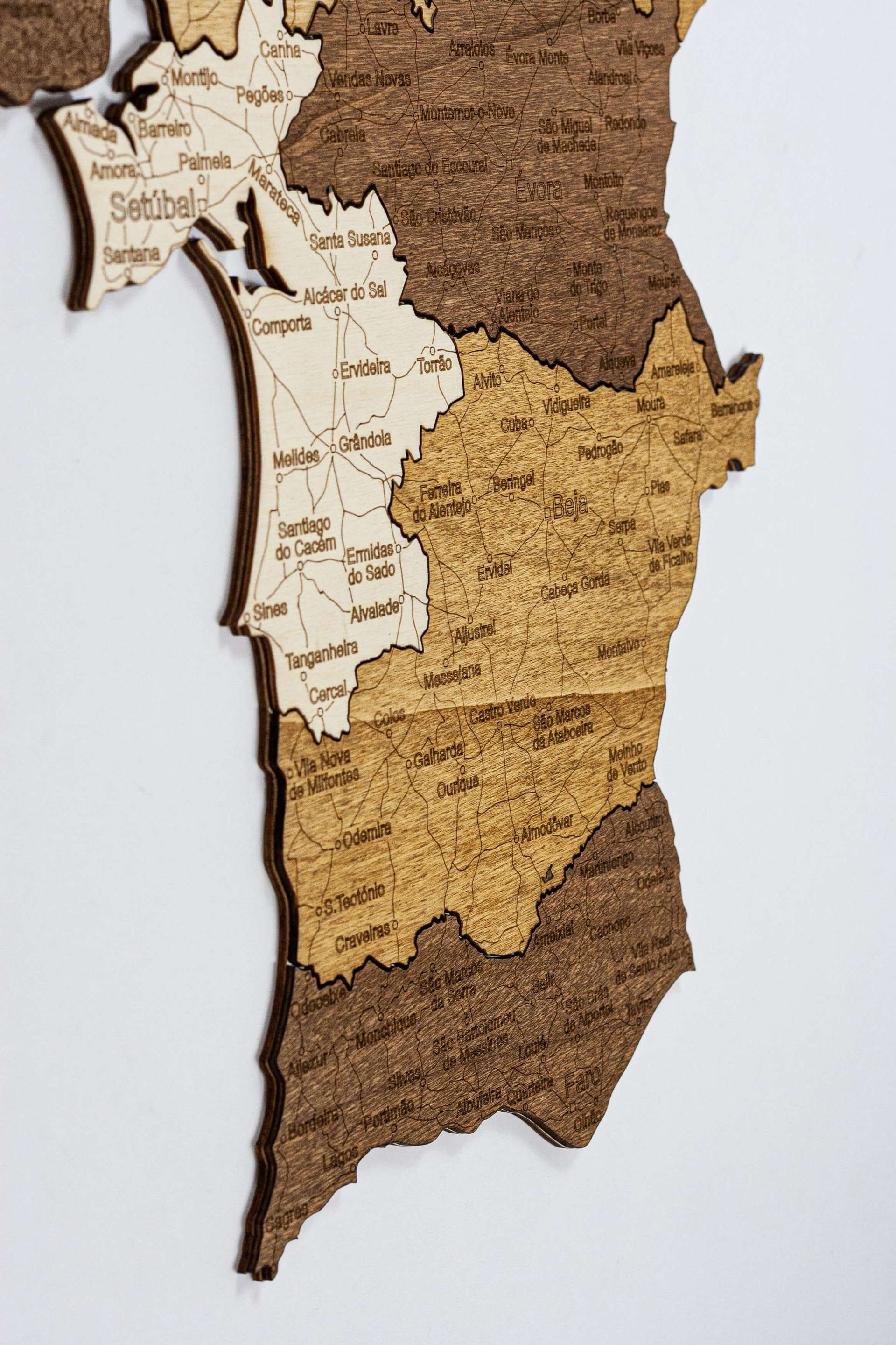 Portugal Wooden Map