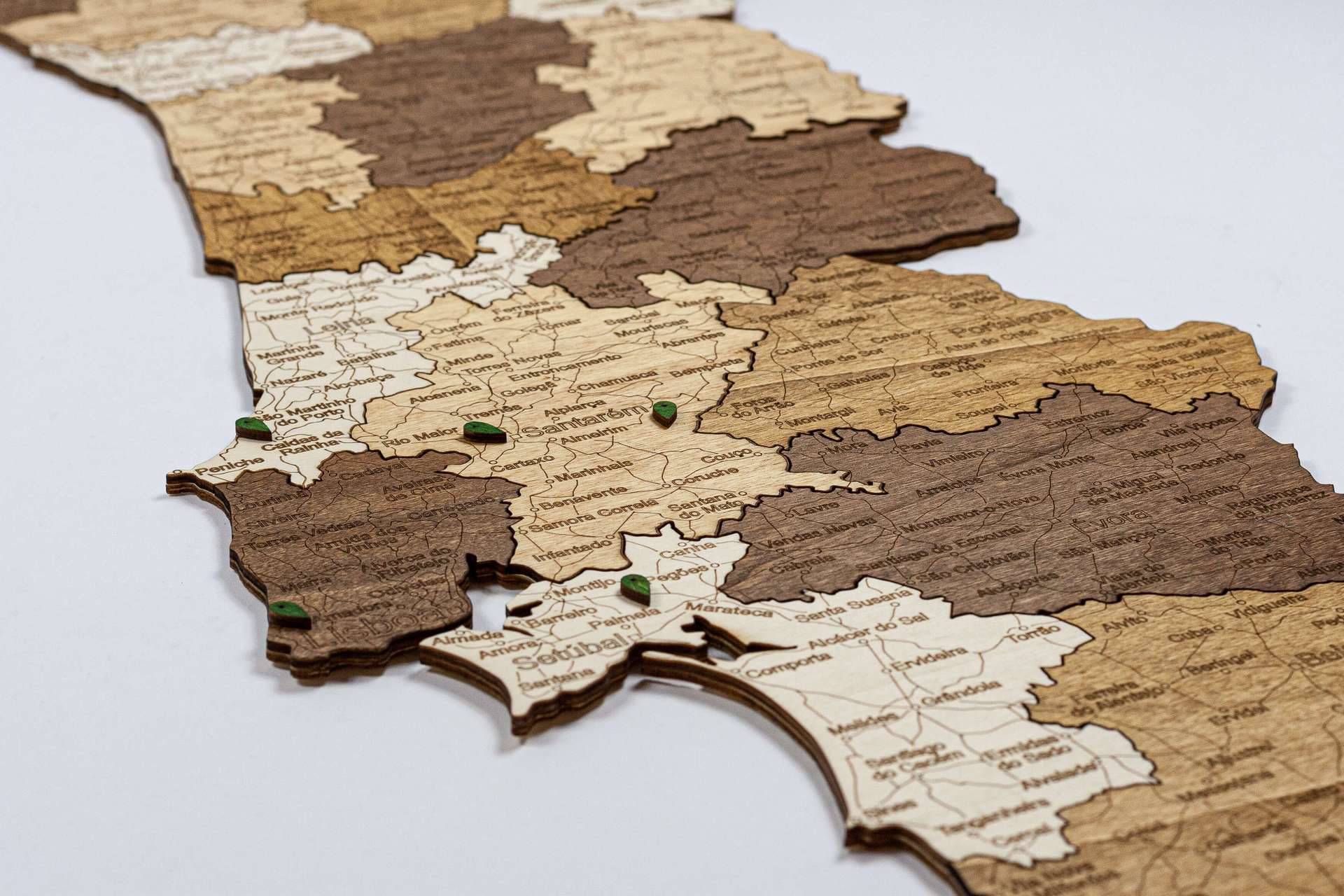 Portugal Wooden Map