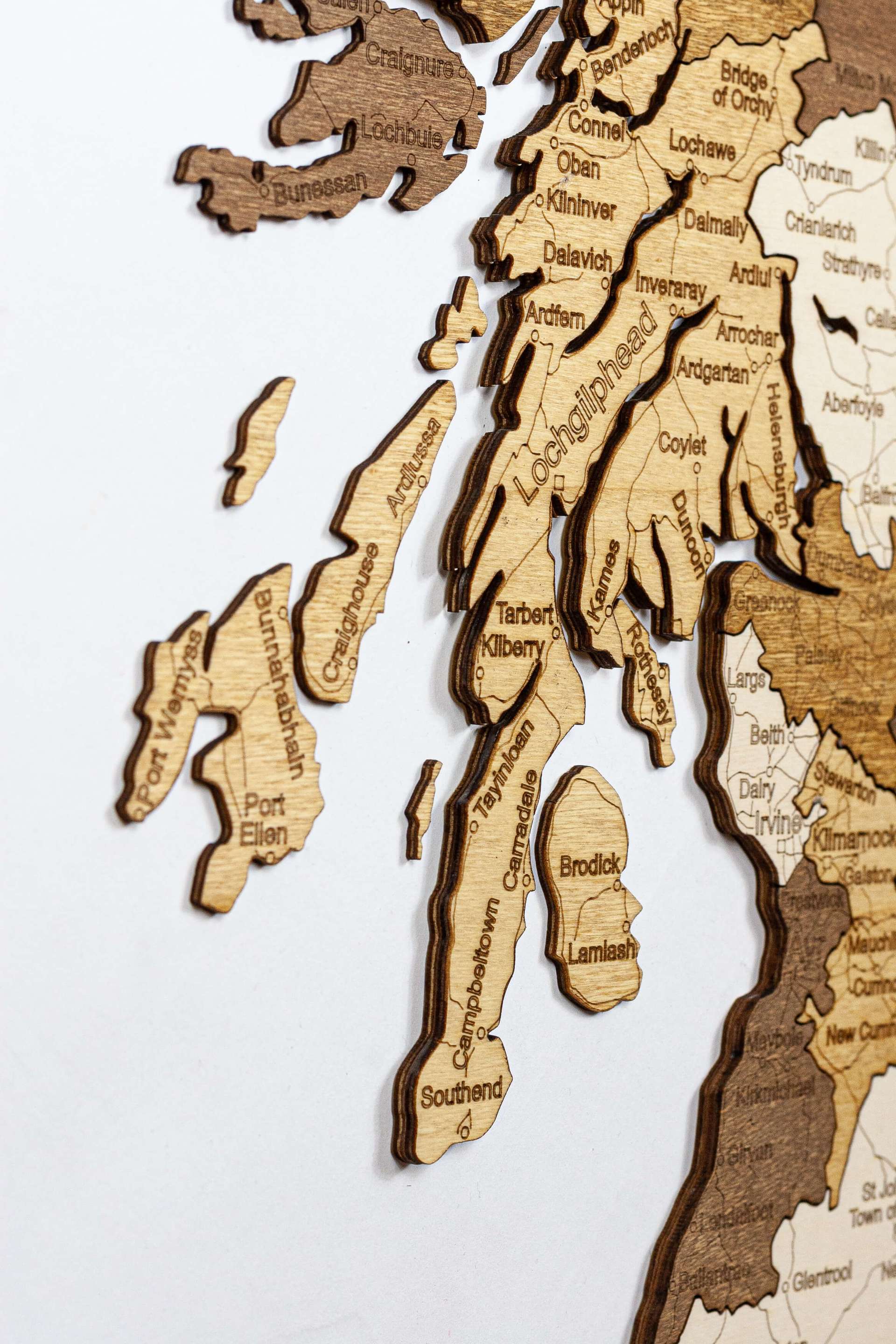 Scotland Wooden Map