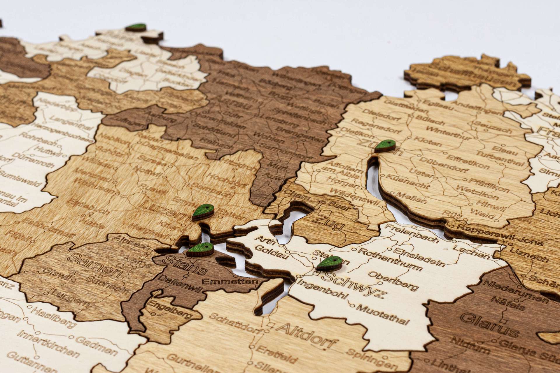 Switzerland Wooden Map