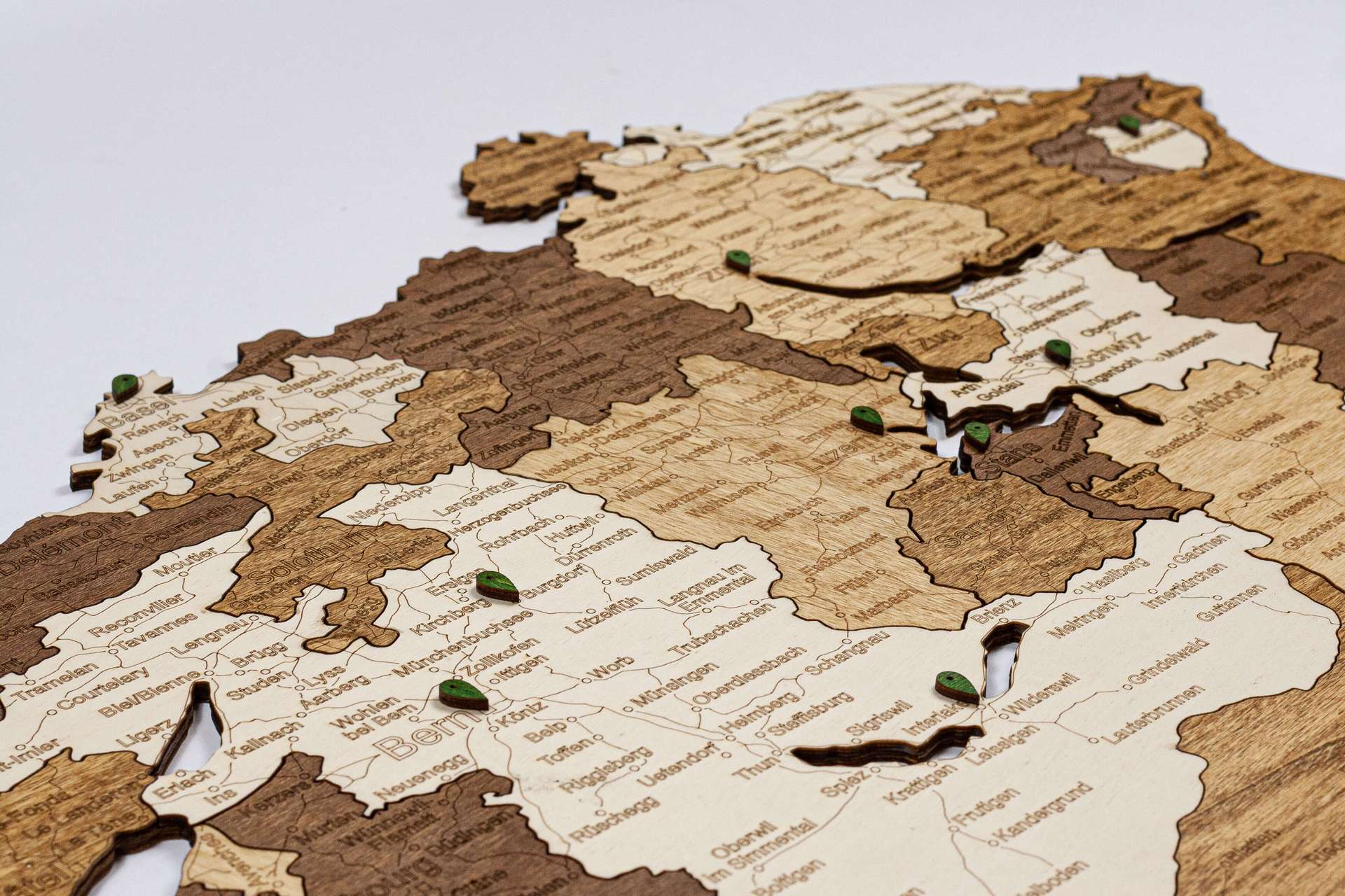 Switzerland Wooden Map