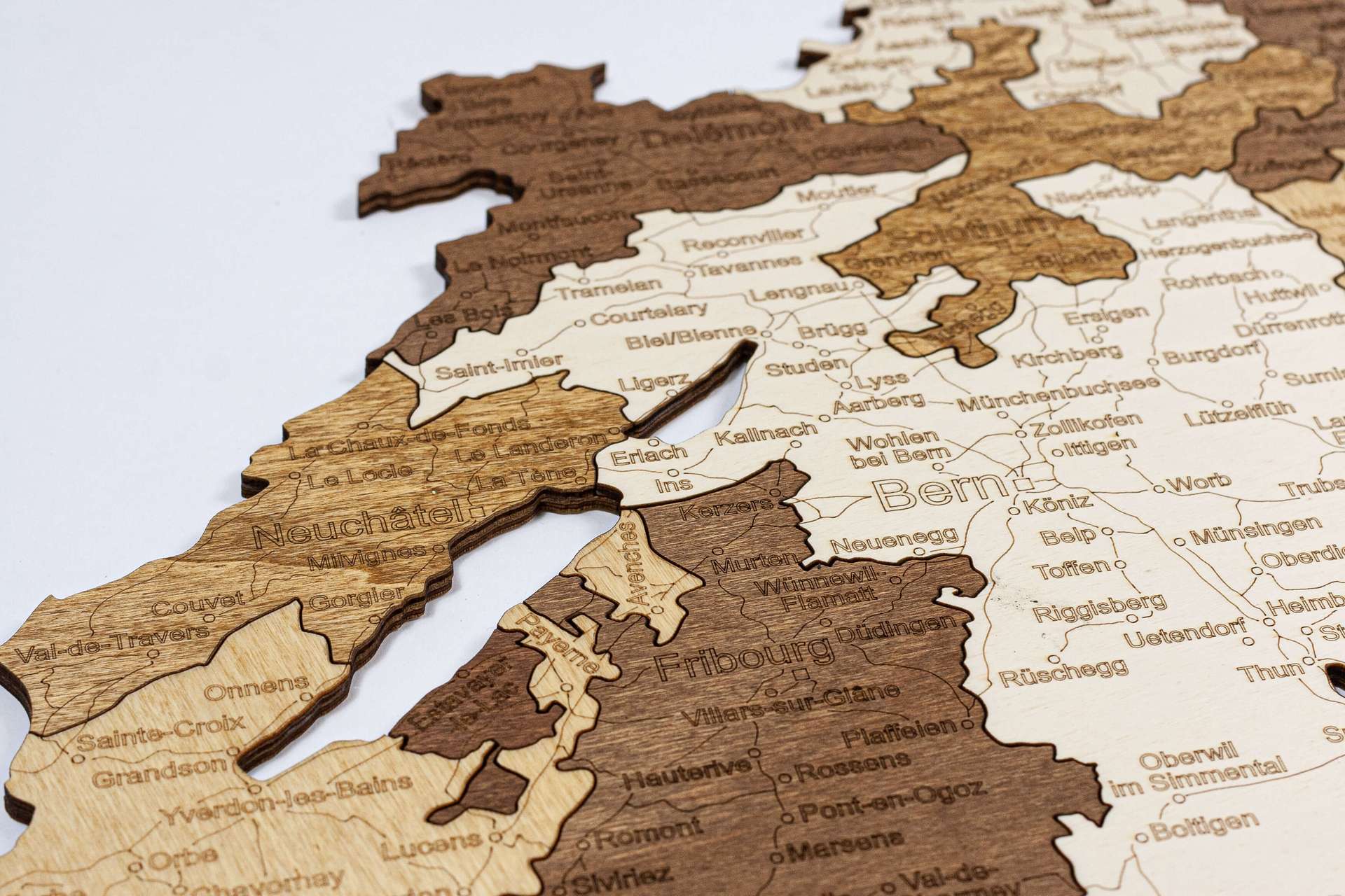 Switzerland Wooden Map