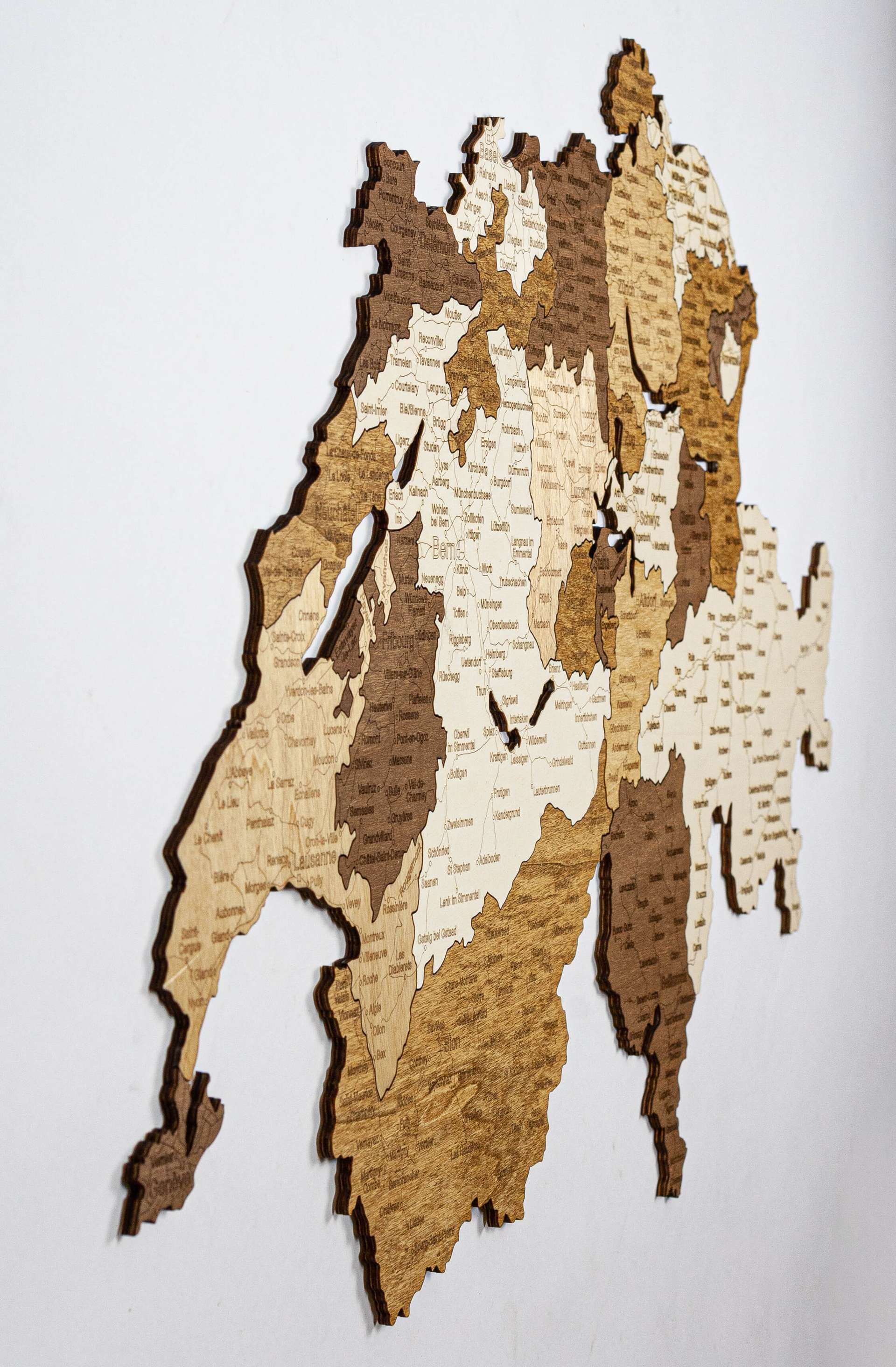 Switzerland Wooden Map