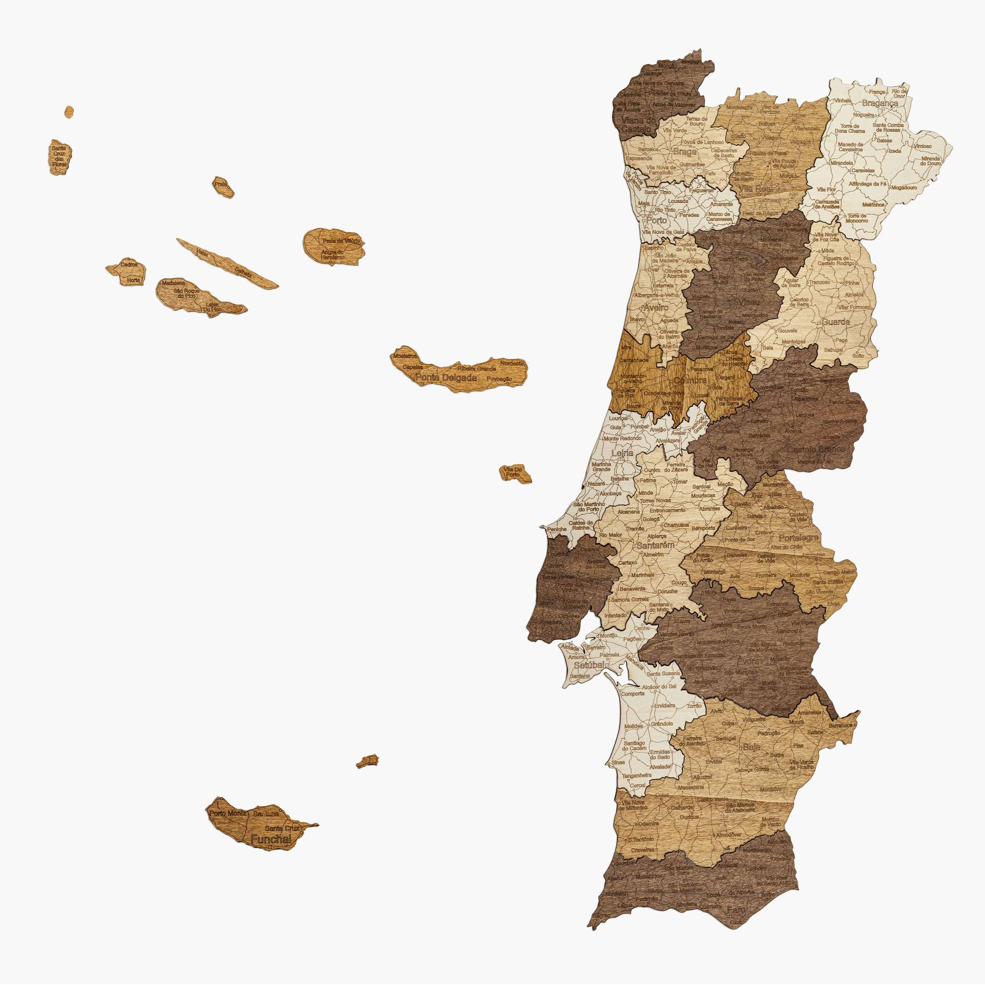 Portugal Wooden Map
