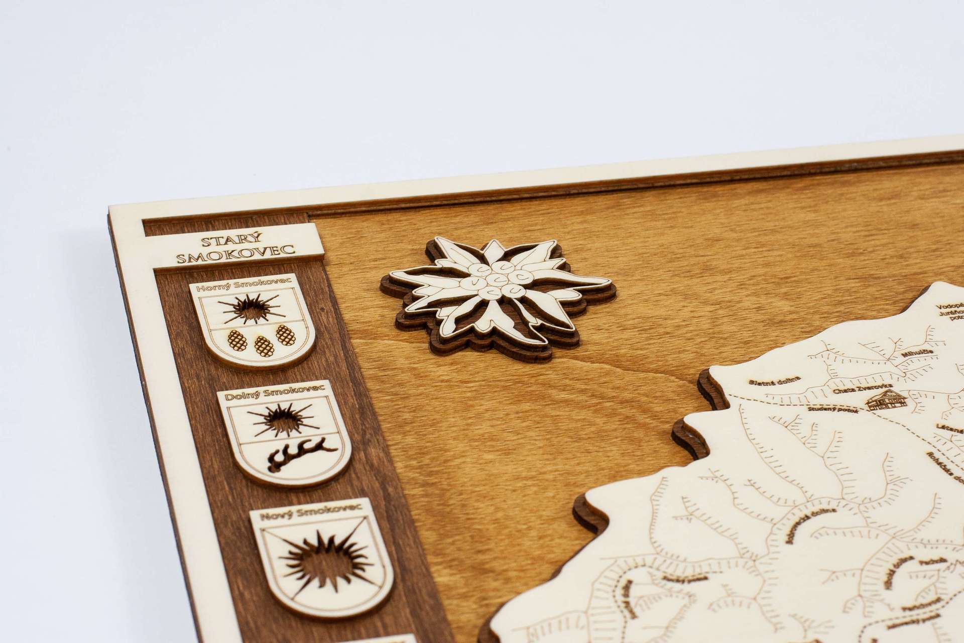 Harta din lemn a Tatra - imagine a Munților Tatra în ramă