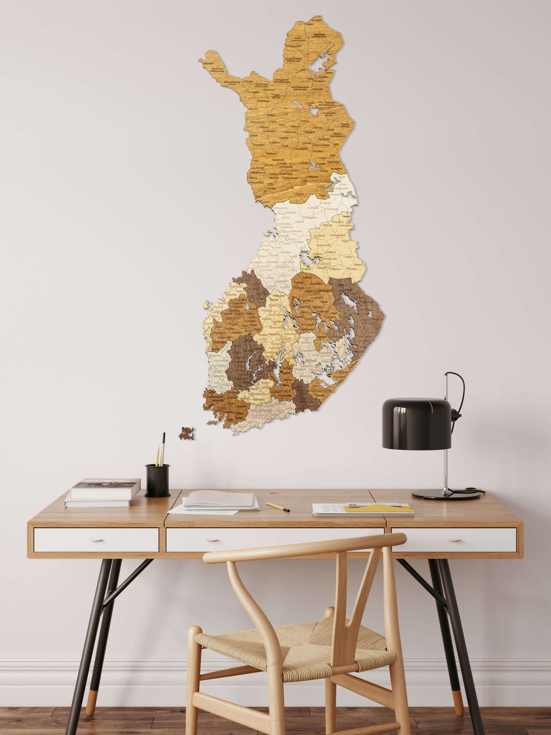 Finland Wooden Map