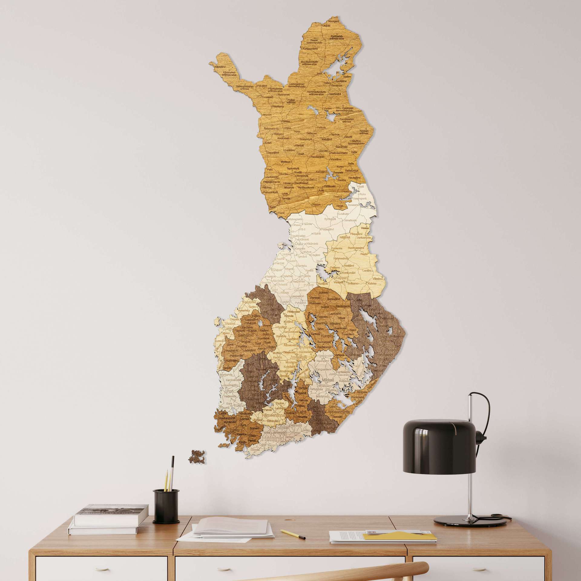 Finland Wooden Map