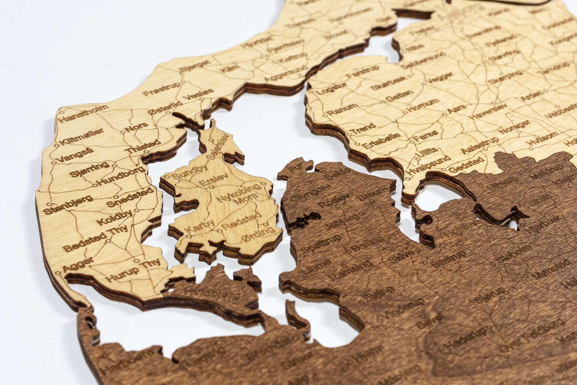 Denmark Wooden Map