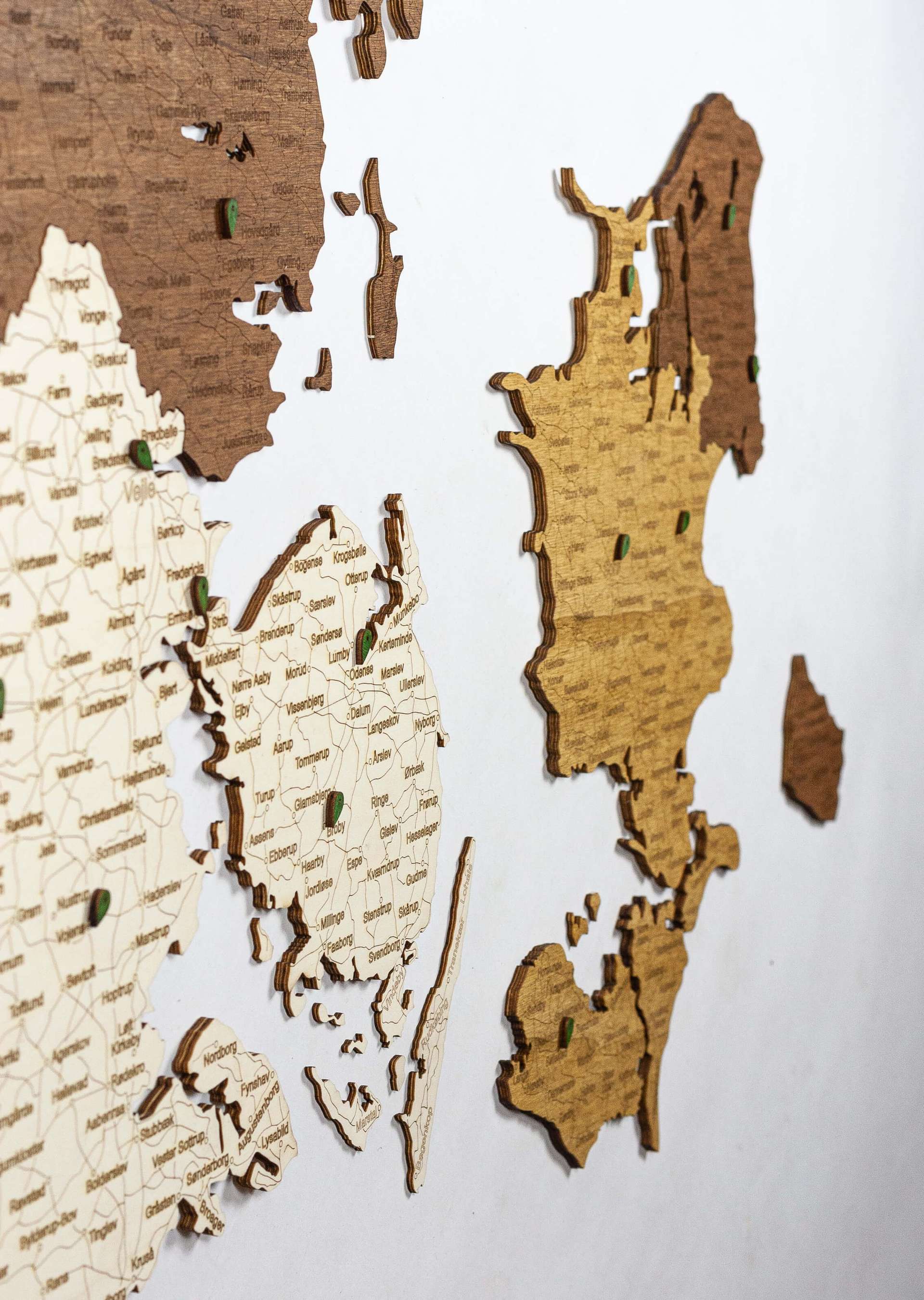 Denmark Wooden Map